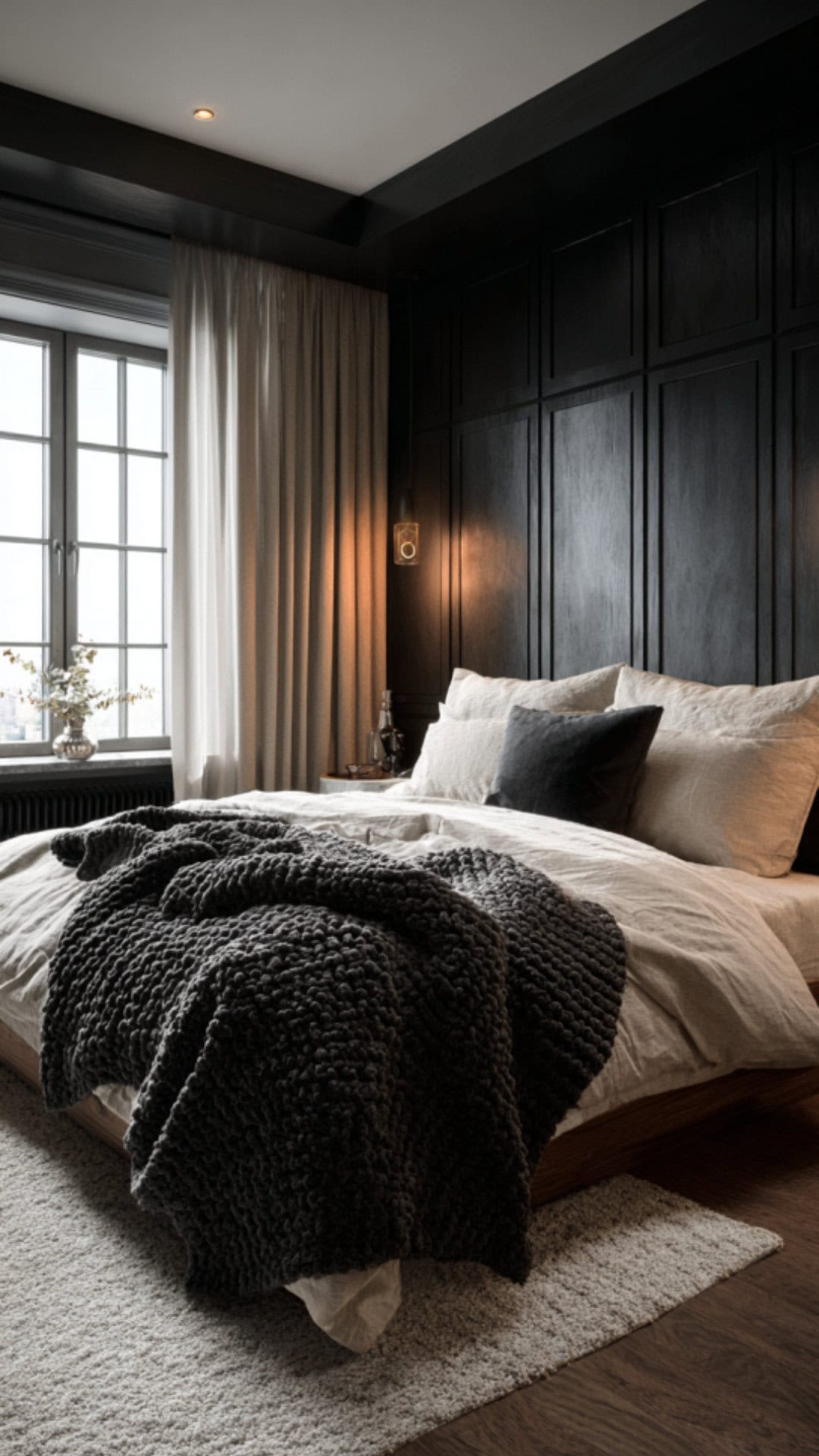 classy black and white bedroom