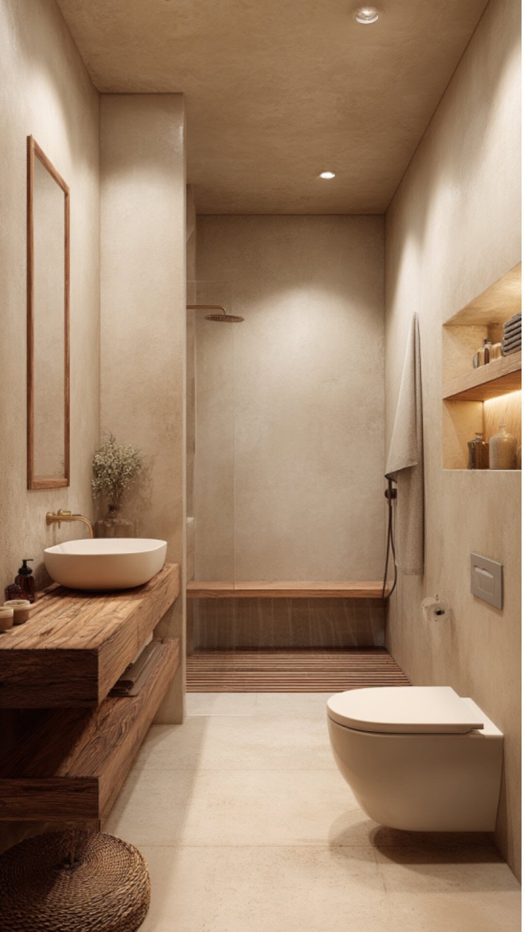 1. Beige Microcement Bathroom