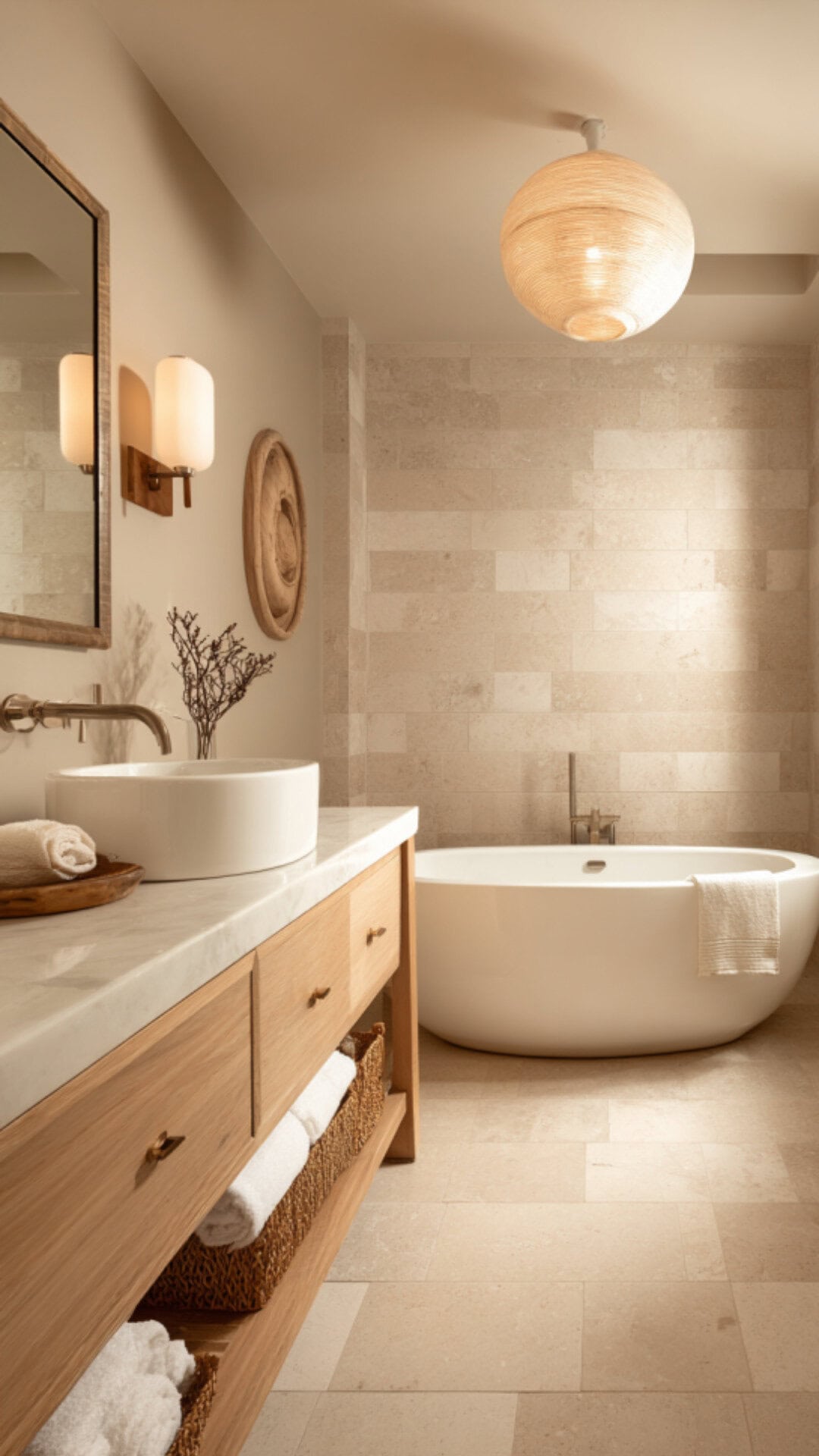1. Warm Neutral Bathroom for a Cozy Atmosphere
