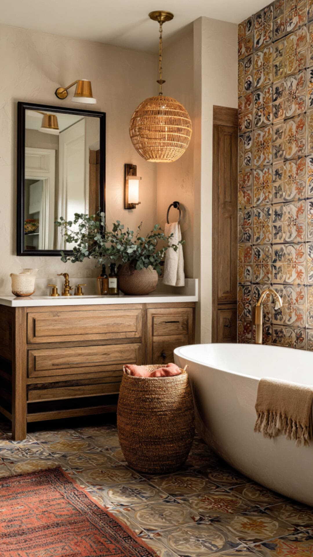1. Boho Colorful Bathroom for Eclectic Charm