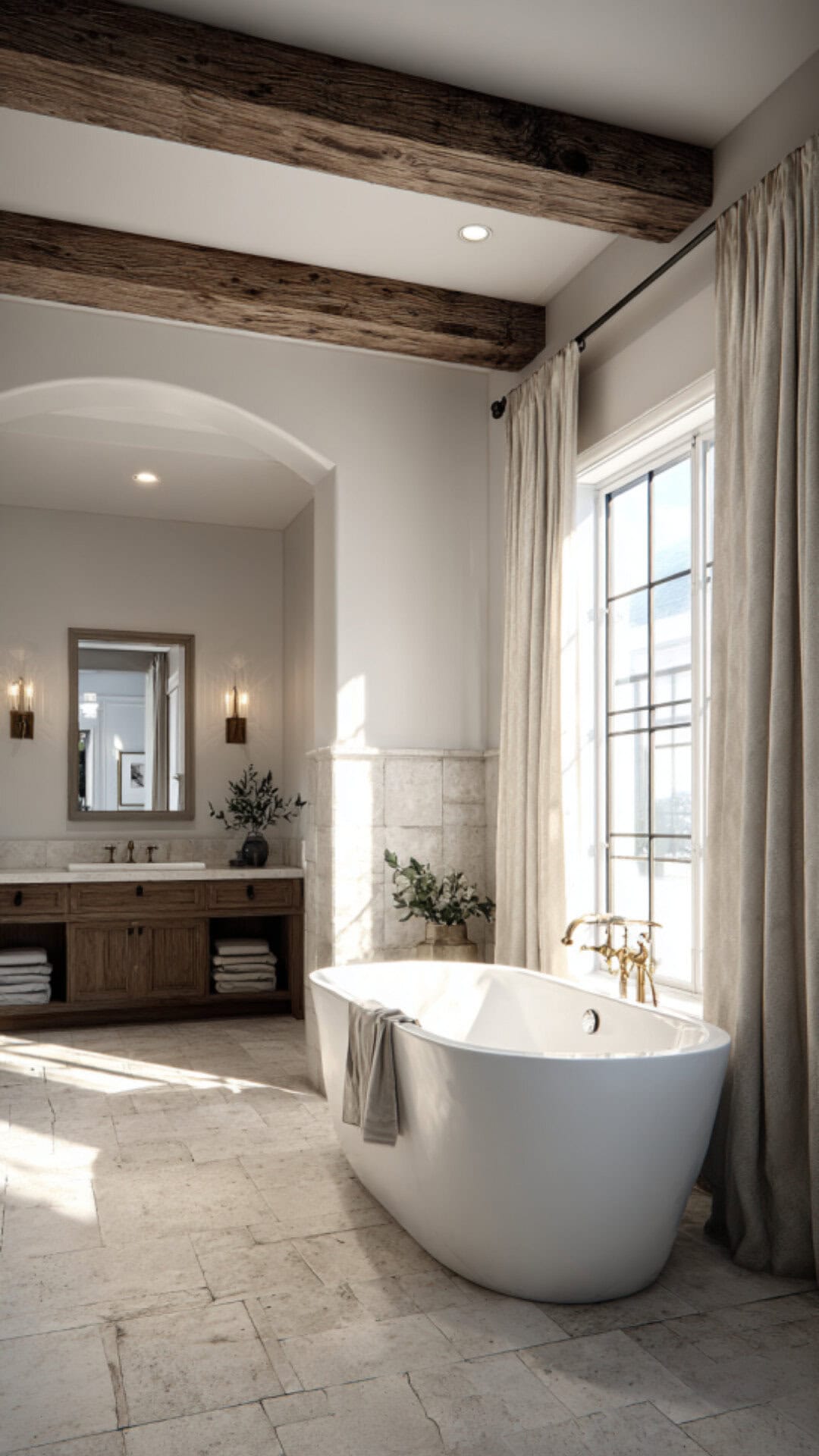1. Modern French Country Bathroom with Refined Touches