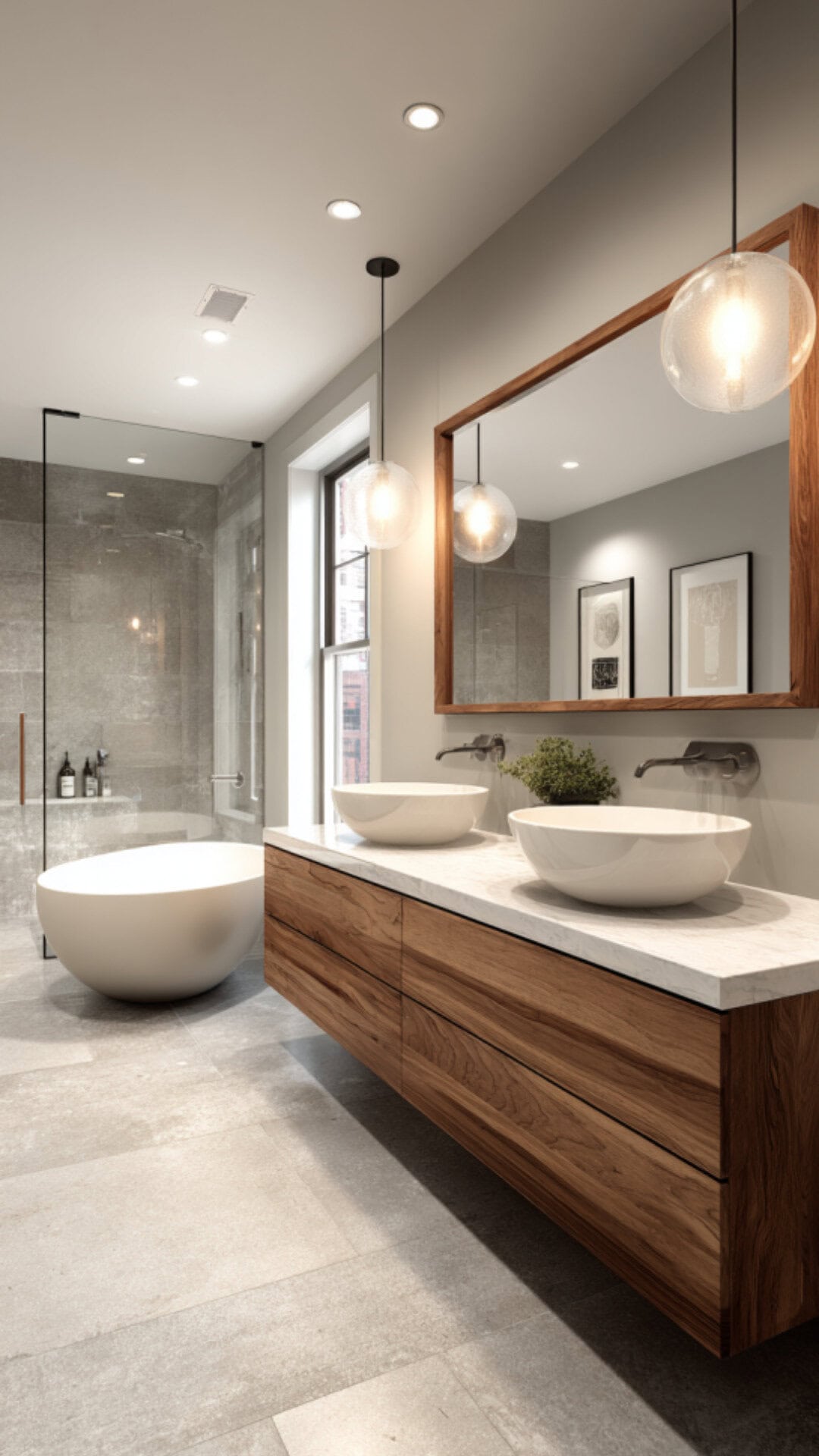 1. Modern Double Sink Vanity Bathroom with Sleek Appeal