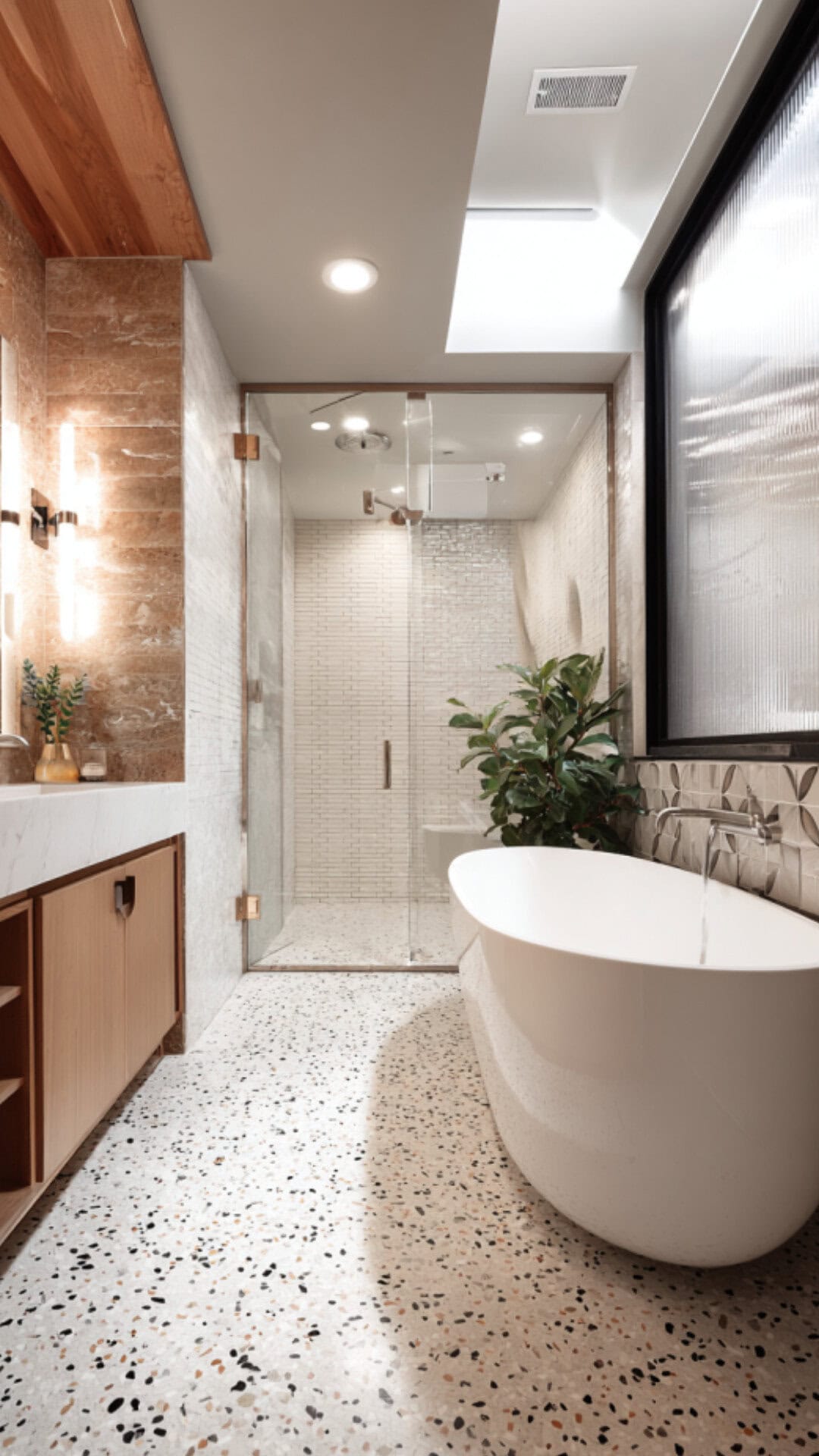 1. Bathroom with Terrazzo Flooring for a Bold Statement