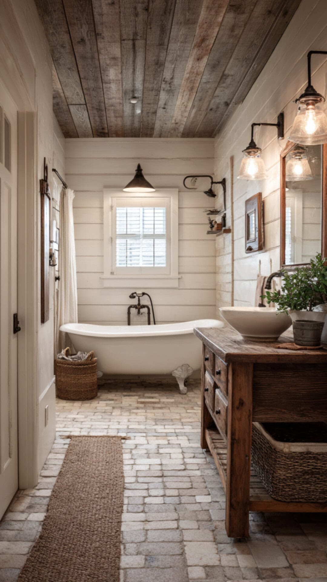 1. Farmhouse Clawfoot Tub Bathroom with Rustic Warmth