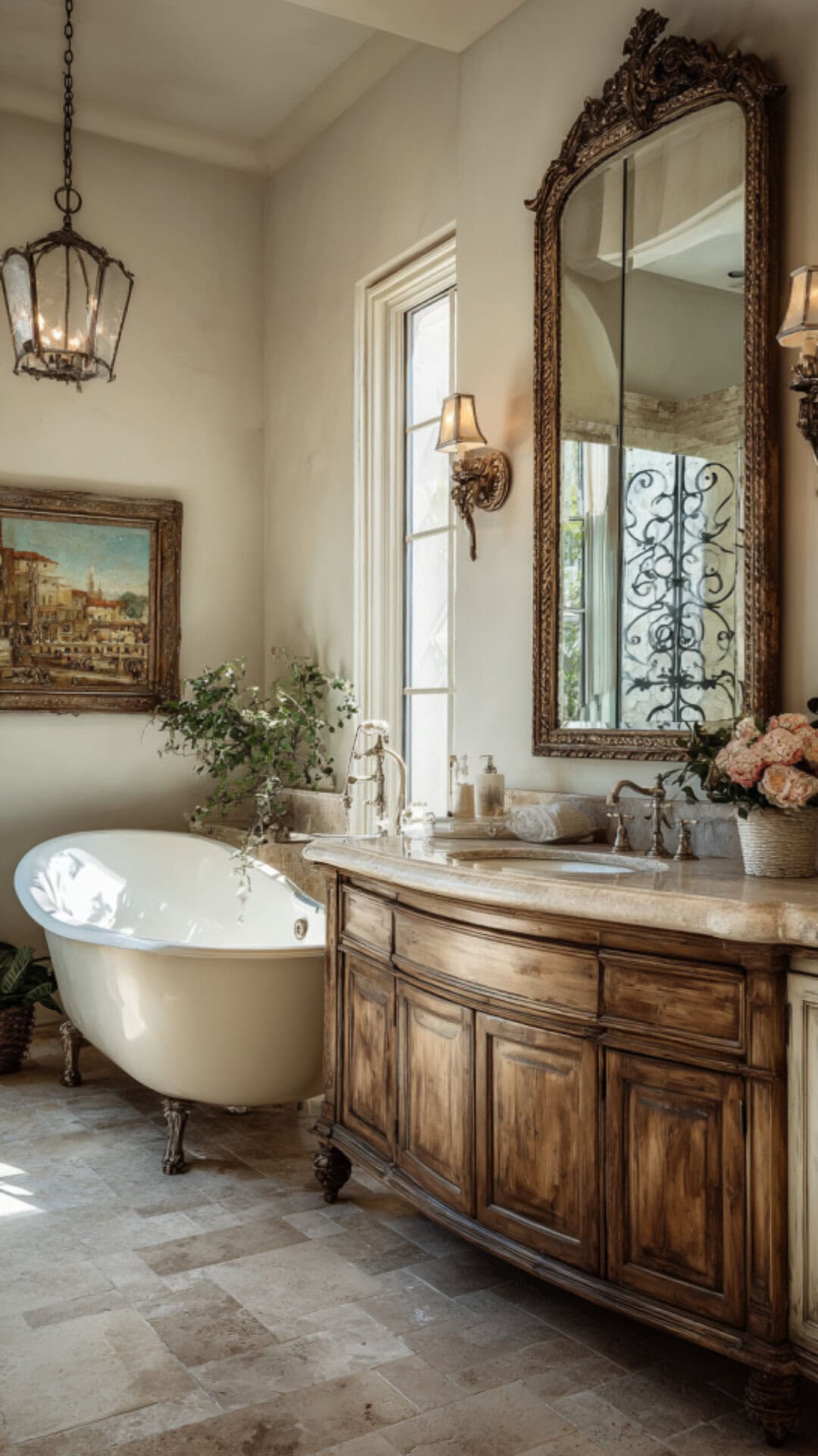 1. French Country Bathroom with Refined Elegance
