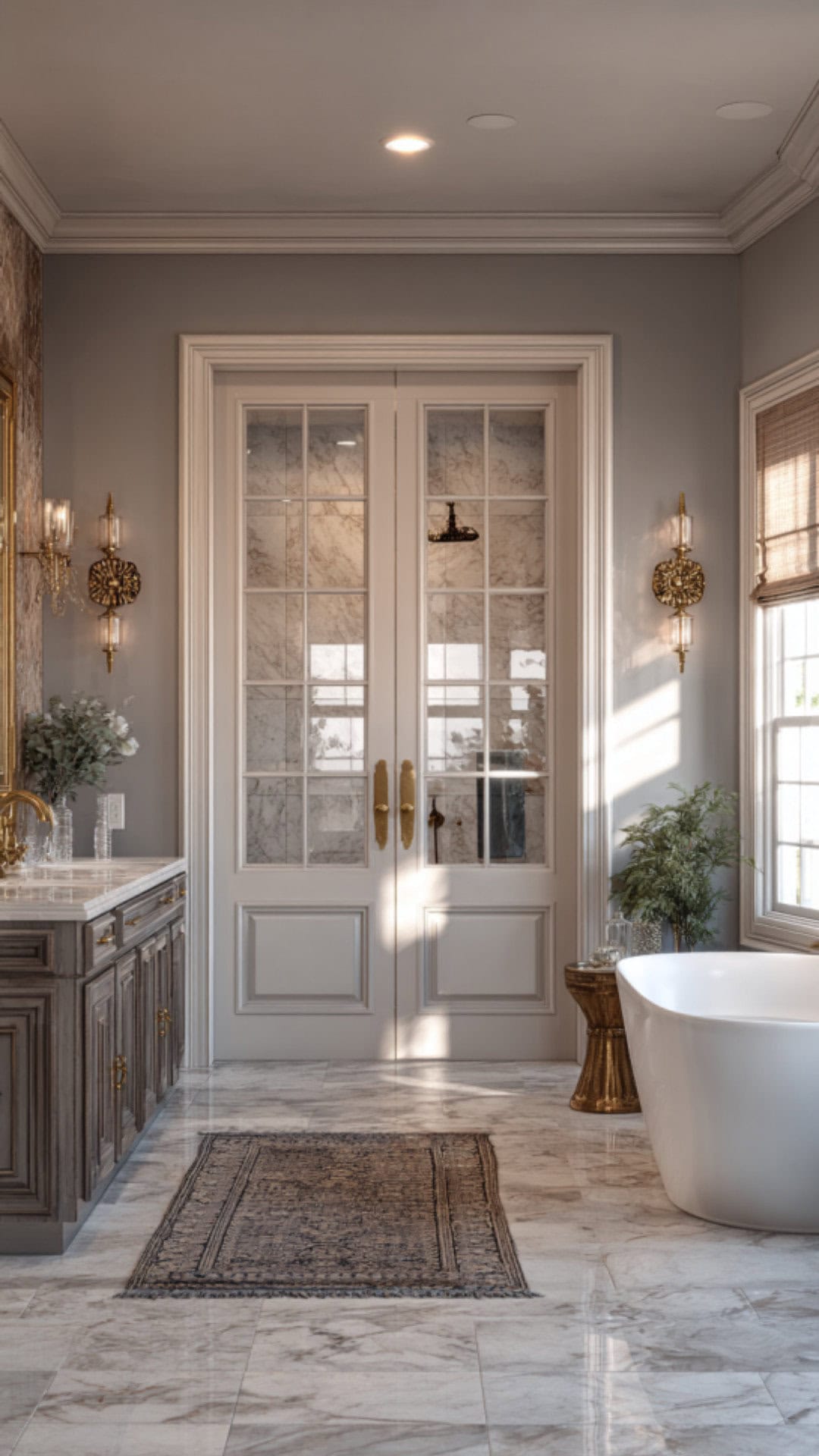 10. Double Bathroom Door for a Grand Entrance