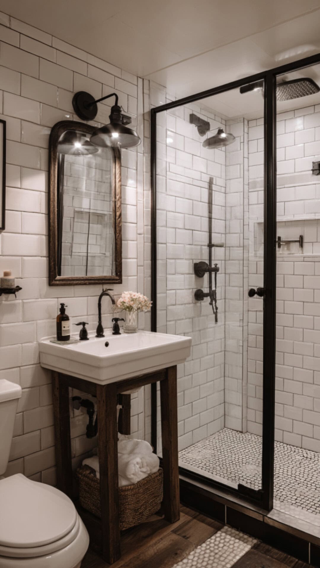 10. Black and White Western Bathroom with Striking Contrast