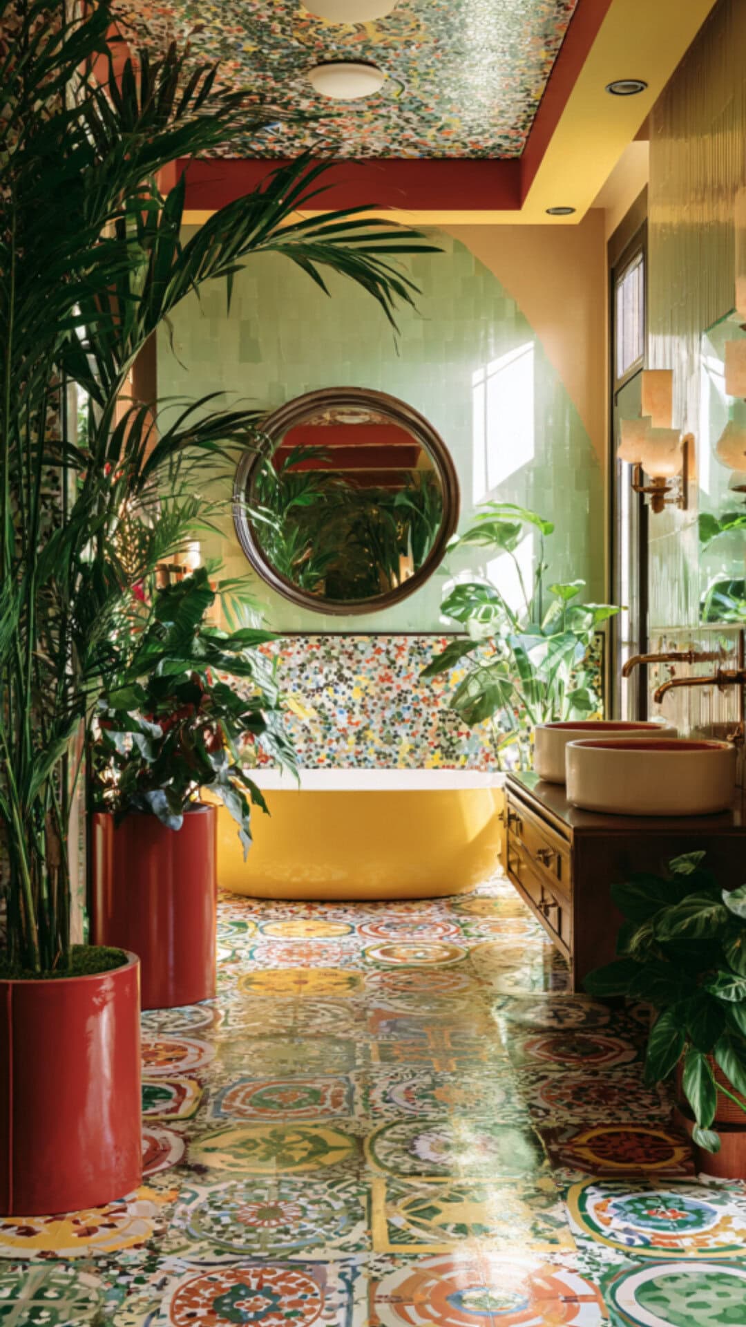 10. Colorful Tropical Bathroom with Vibrant Joy