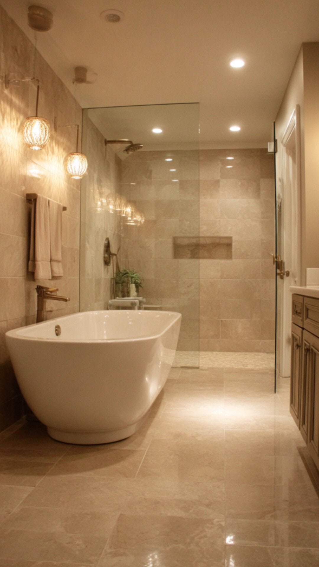 10. Cream Tiled Bathroom with Neutral Elegance