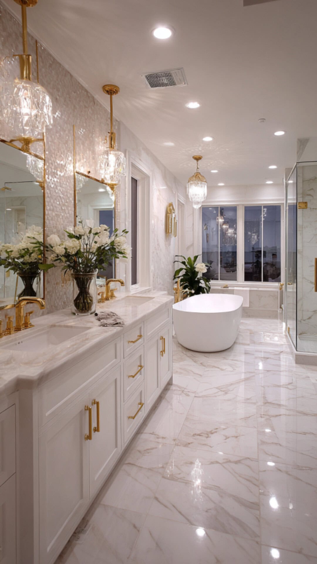 10. Bathroom with Marble Flooring for Timeless Elegance