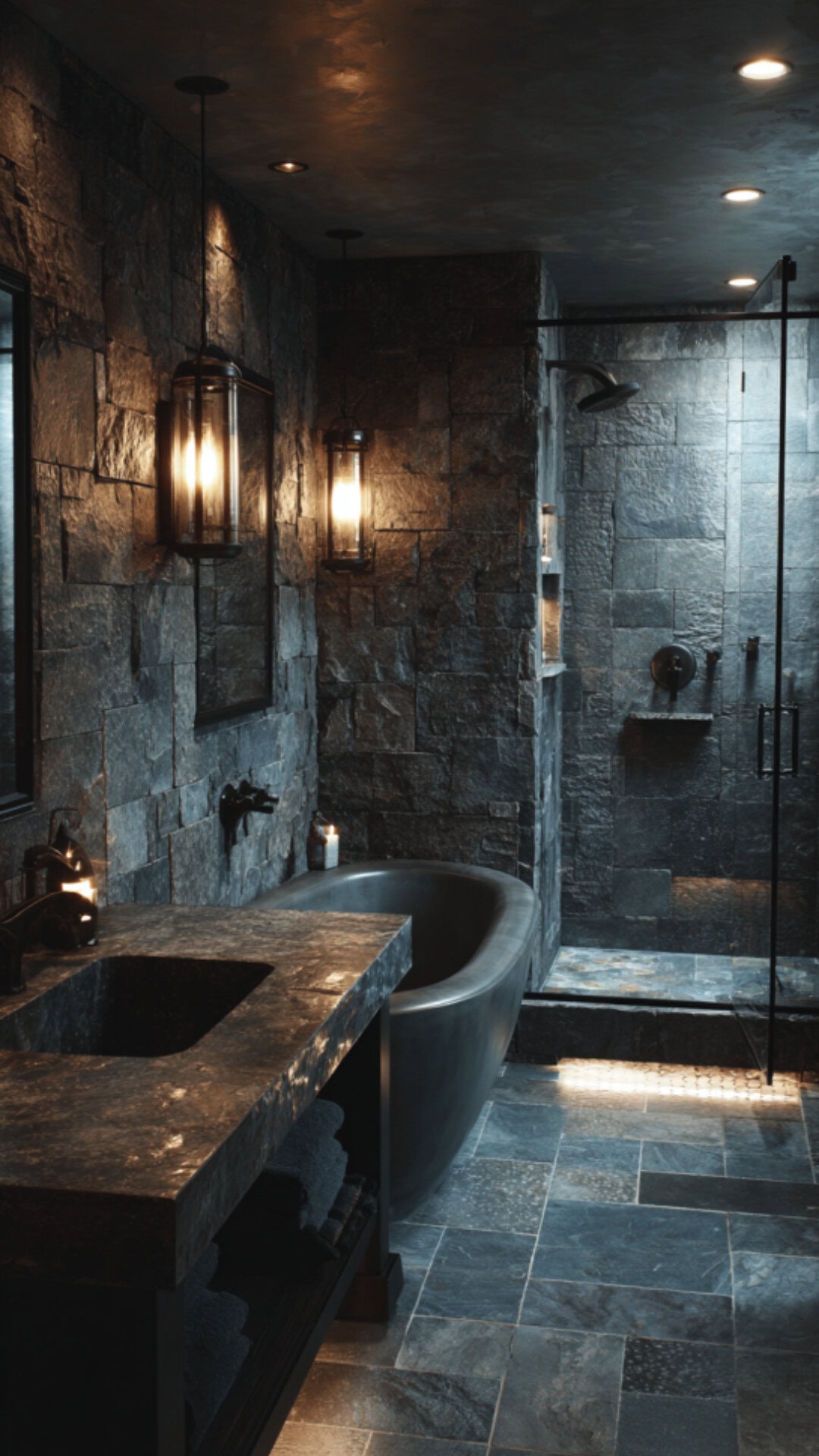 10. Dark Traditional Bathroom with Moody Elegance