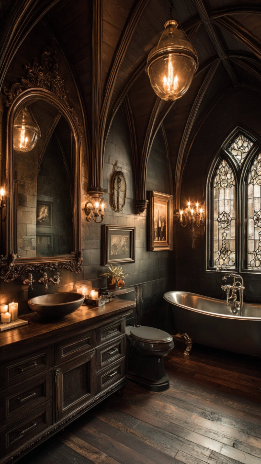 10. Romantic Gothic Bathroom