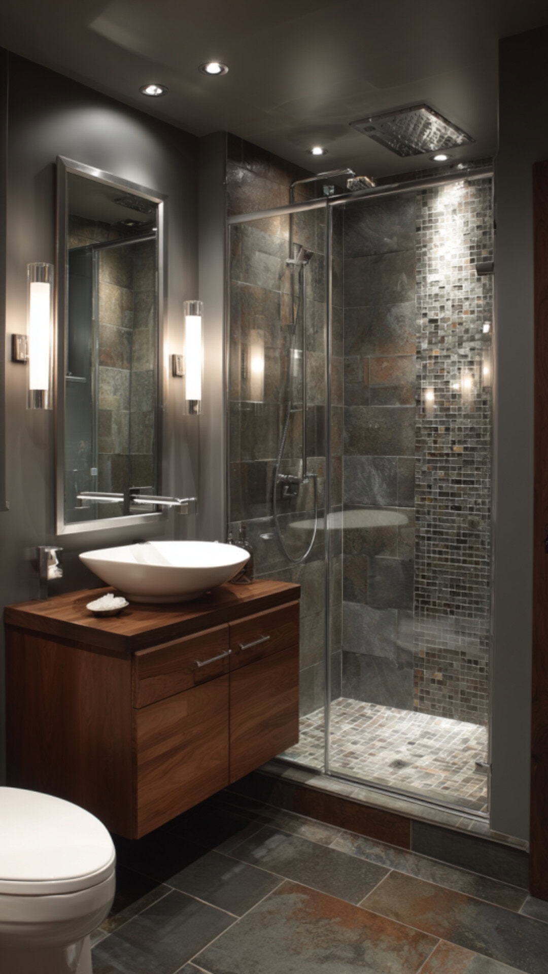 10. Grey and Brown Bathroom Concept