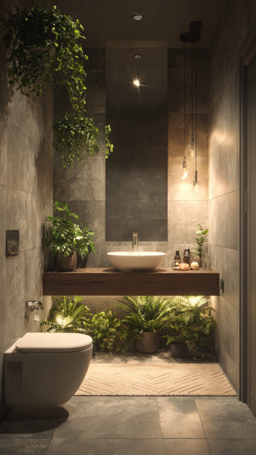 10. Small Bathroom with Plants for Compact Spaces