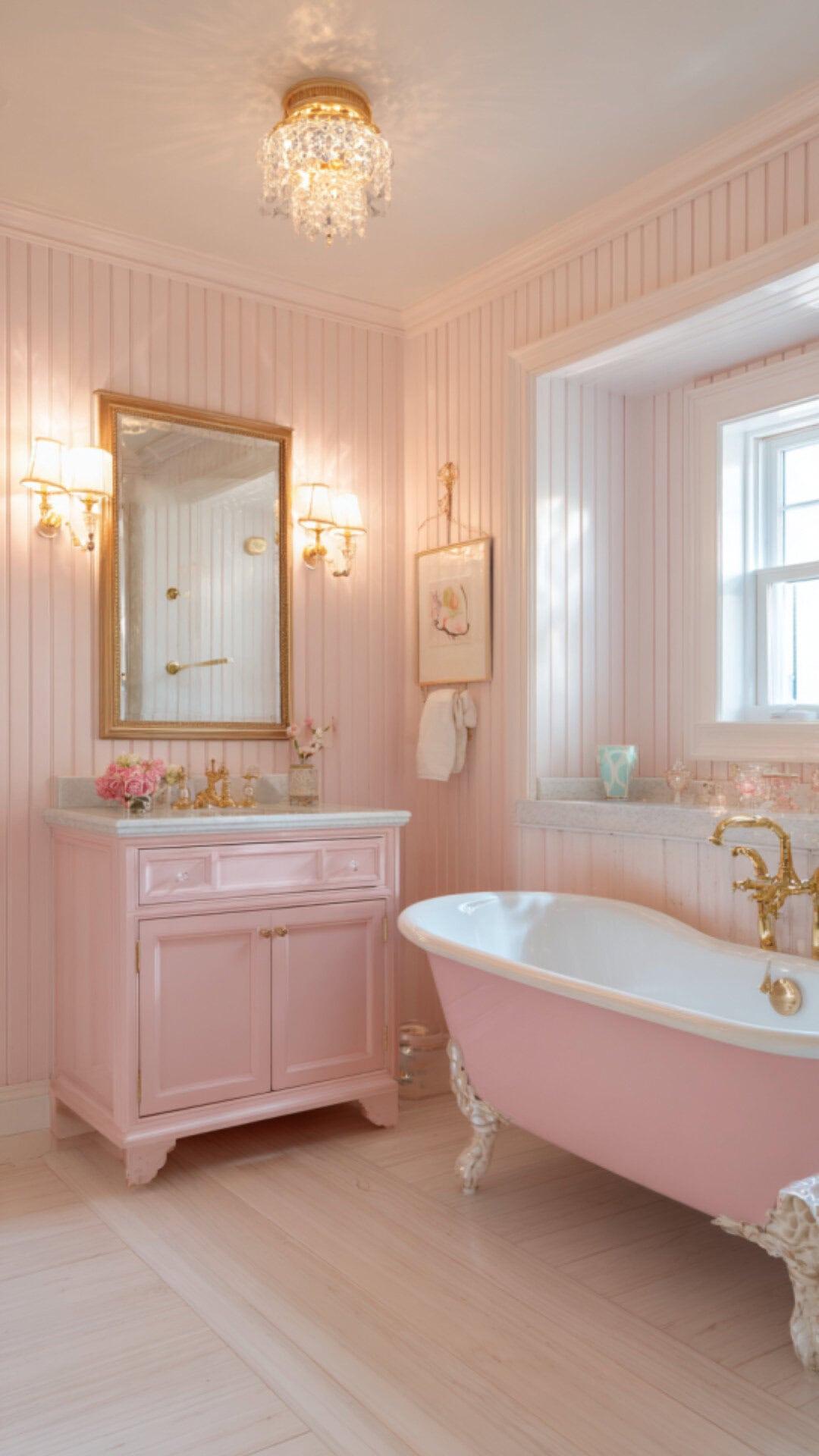 10. Pink Beadboard Bathroom for Soft Romance
