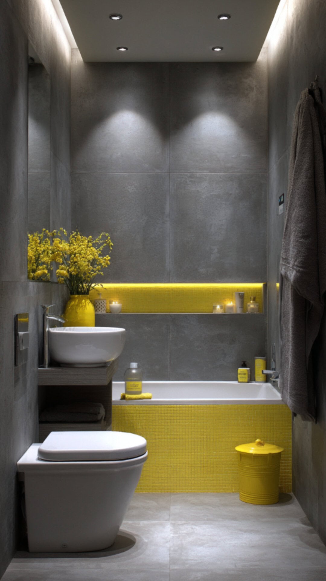 Yellow and Grey Bathroom