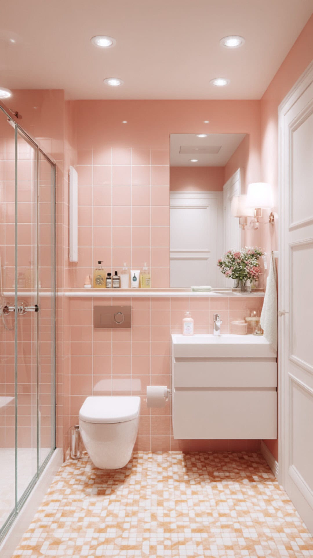 Pink and Orange Bathroom
