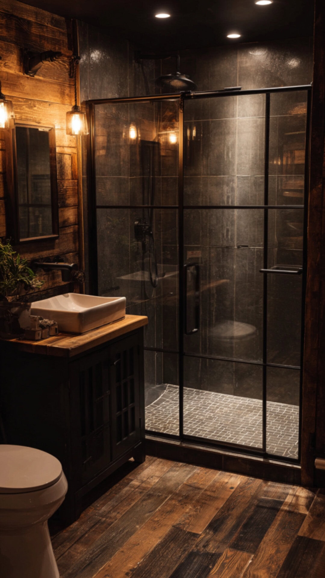 Rustic Black Bathroom