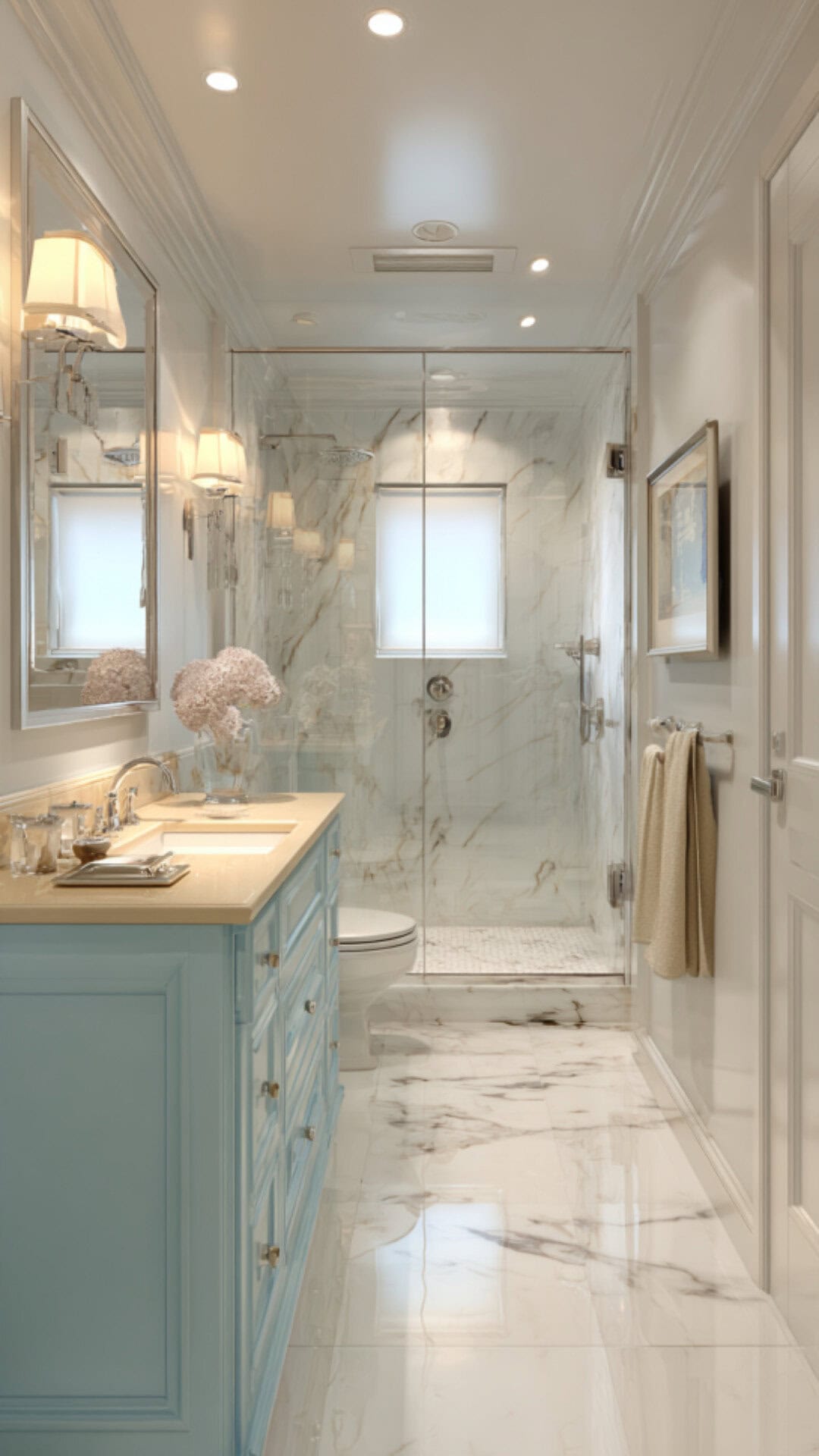 11. Blue and Neutral Bathroom for a Tranquil Touch