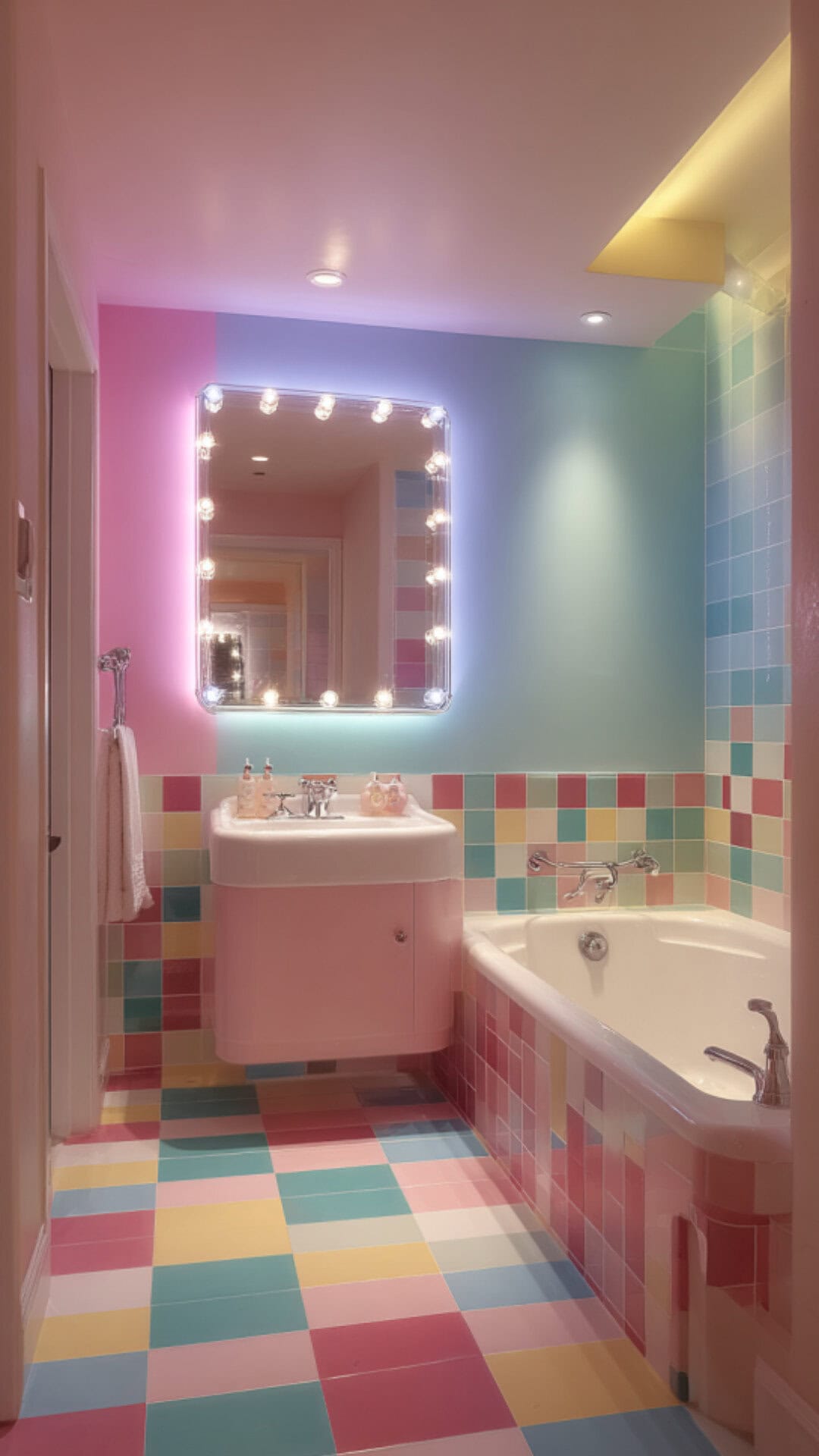 11. Retro Colorful Bathroom for Vintage Energy