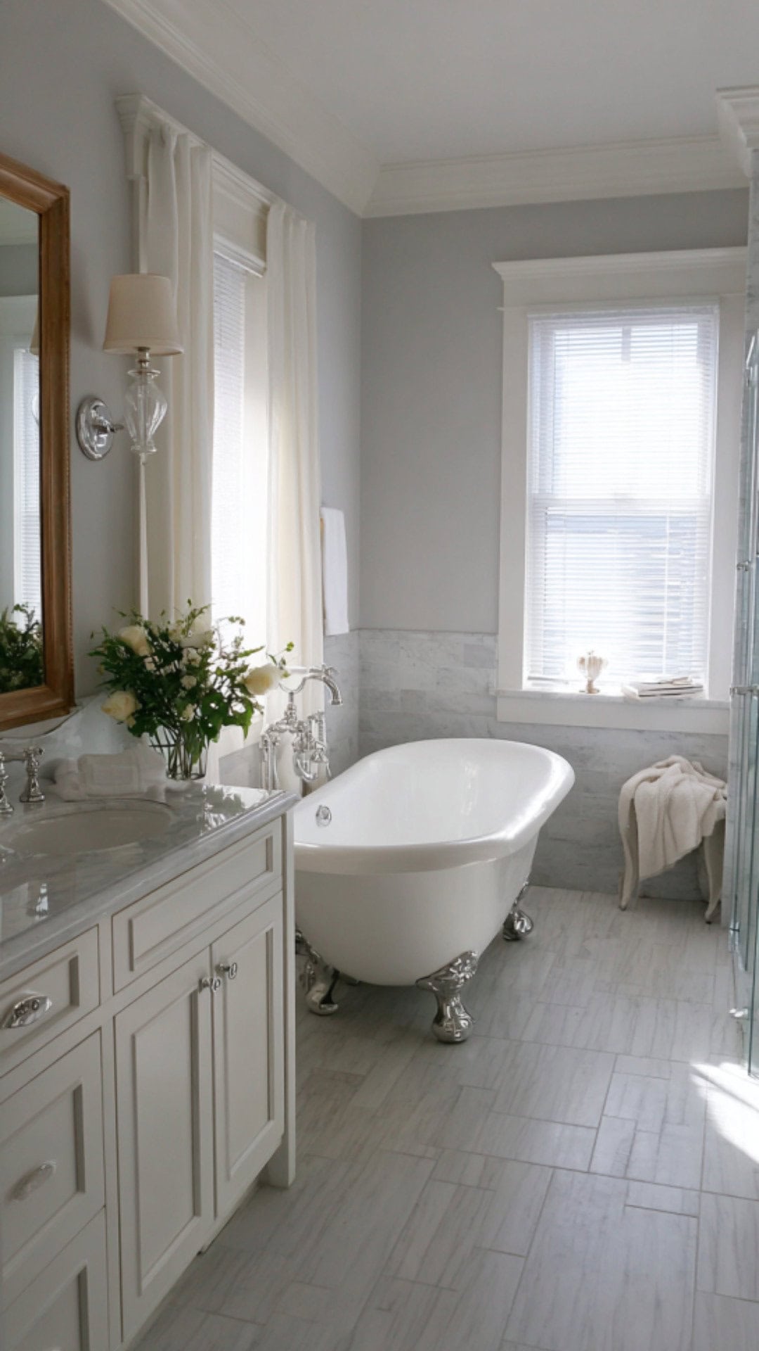 11. White Clawfoot Tub Bathroom with Timeless Simplicity