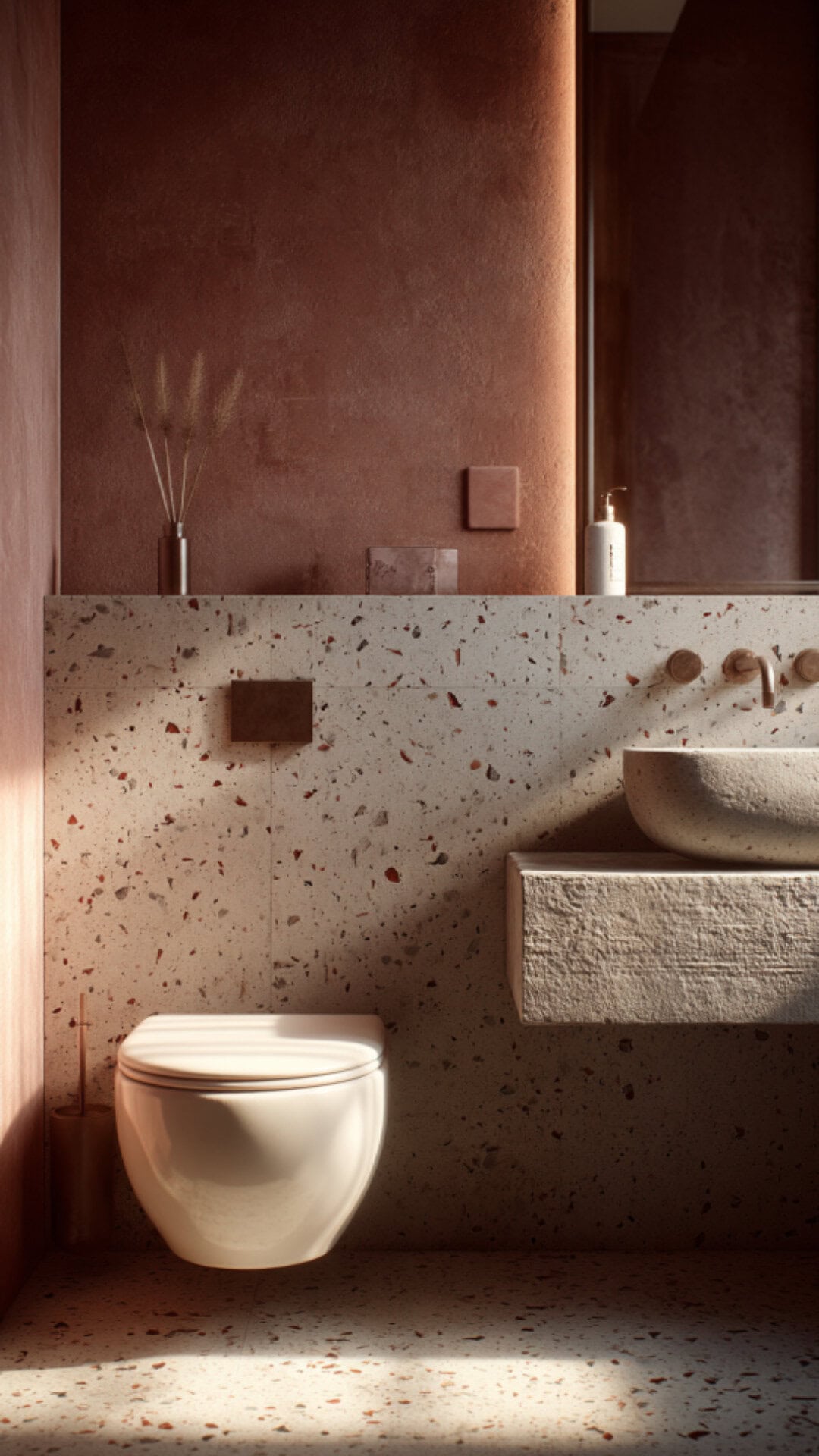 Terracotta and Terrazzo Bathroom