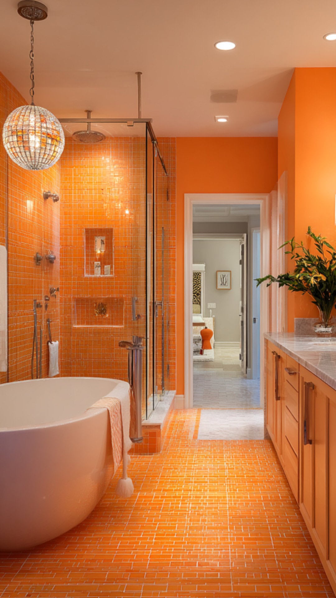 11. Dark Grey Tiled Bathroom with Contemporary Edge