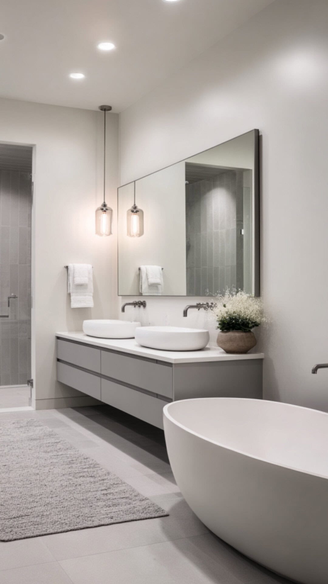 11. Floating Double Vanity Bathroom with Airy Minimalism