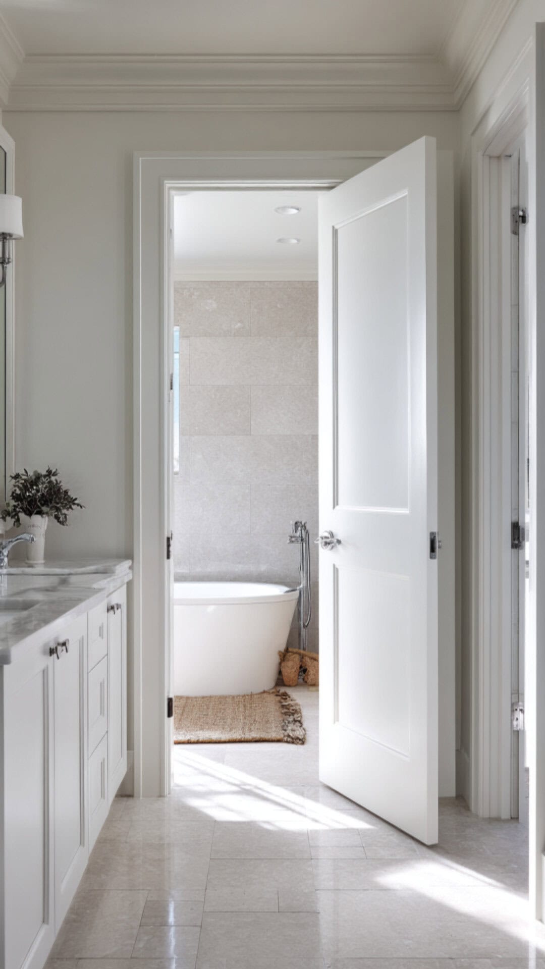 12. White Bathroom Door with Clean Simplicity