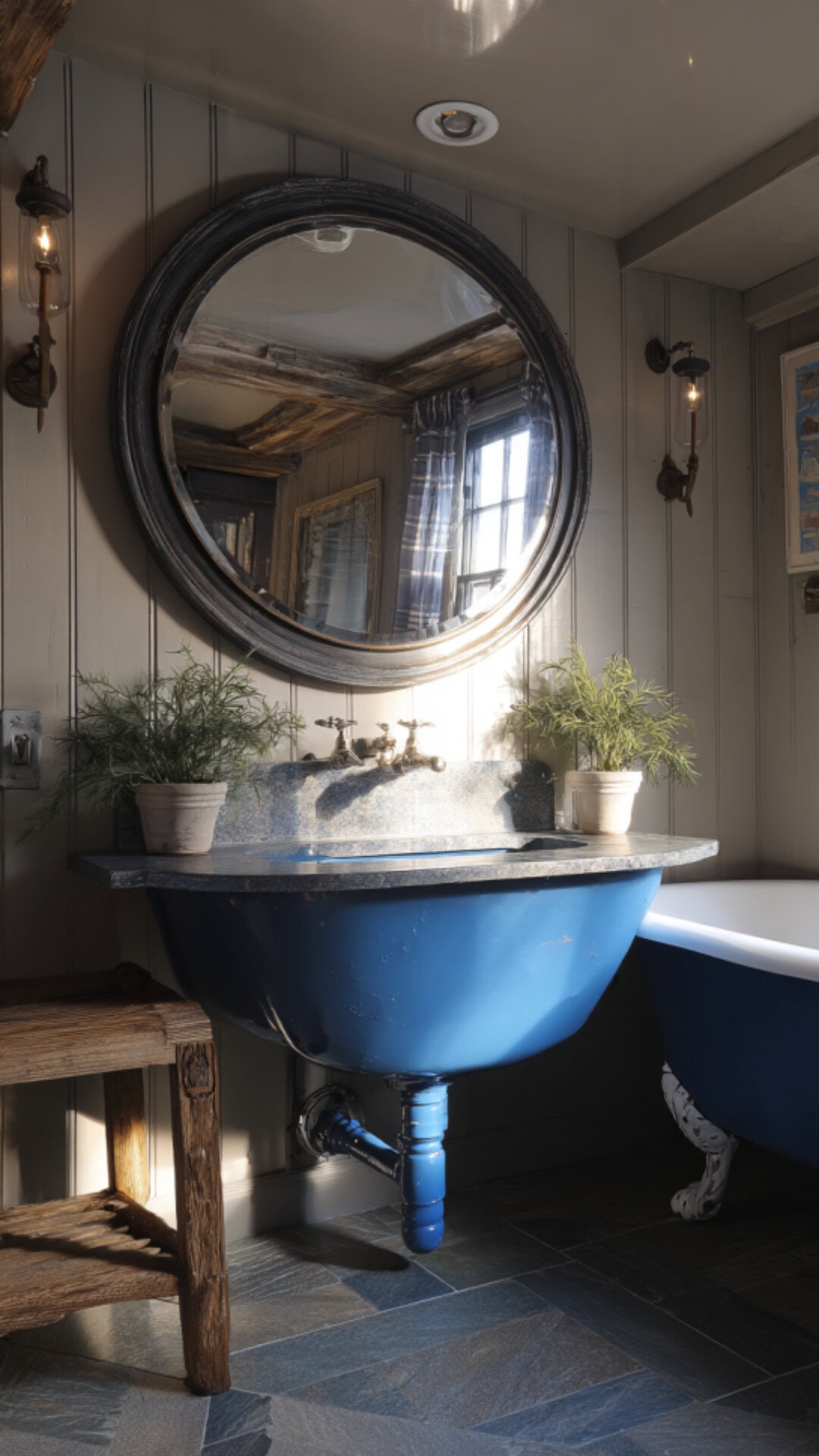 12. Blue Western Bathroom with Relaxed Serenity