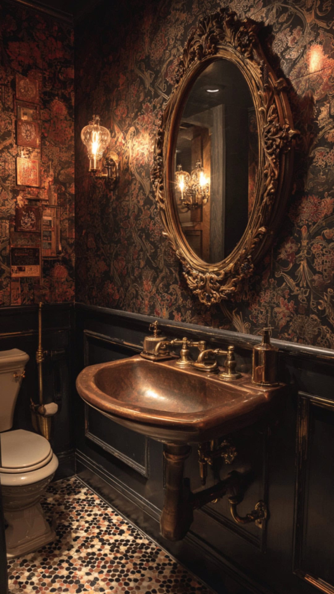 12. Vintage Powder Bathroom with Nostalgic Charm