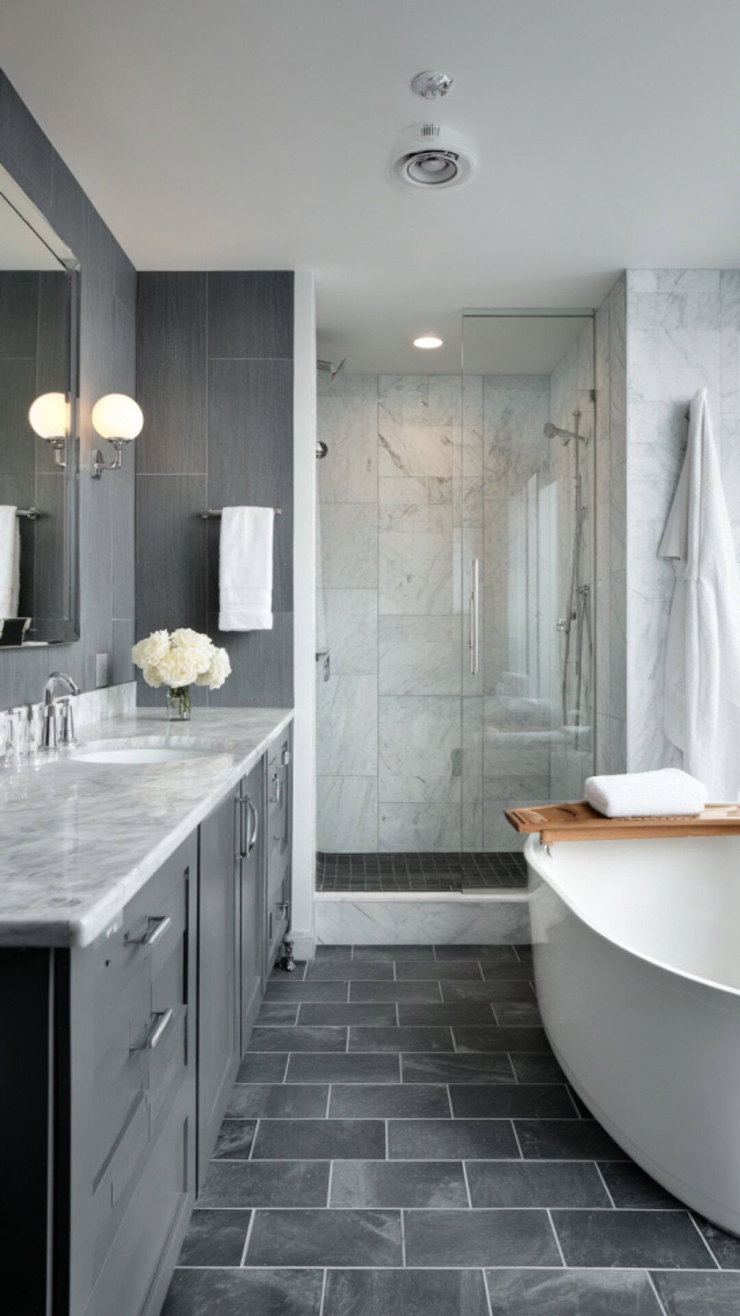 12. Bathroom with Grey Flooring for Versatile Style
