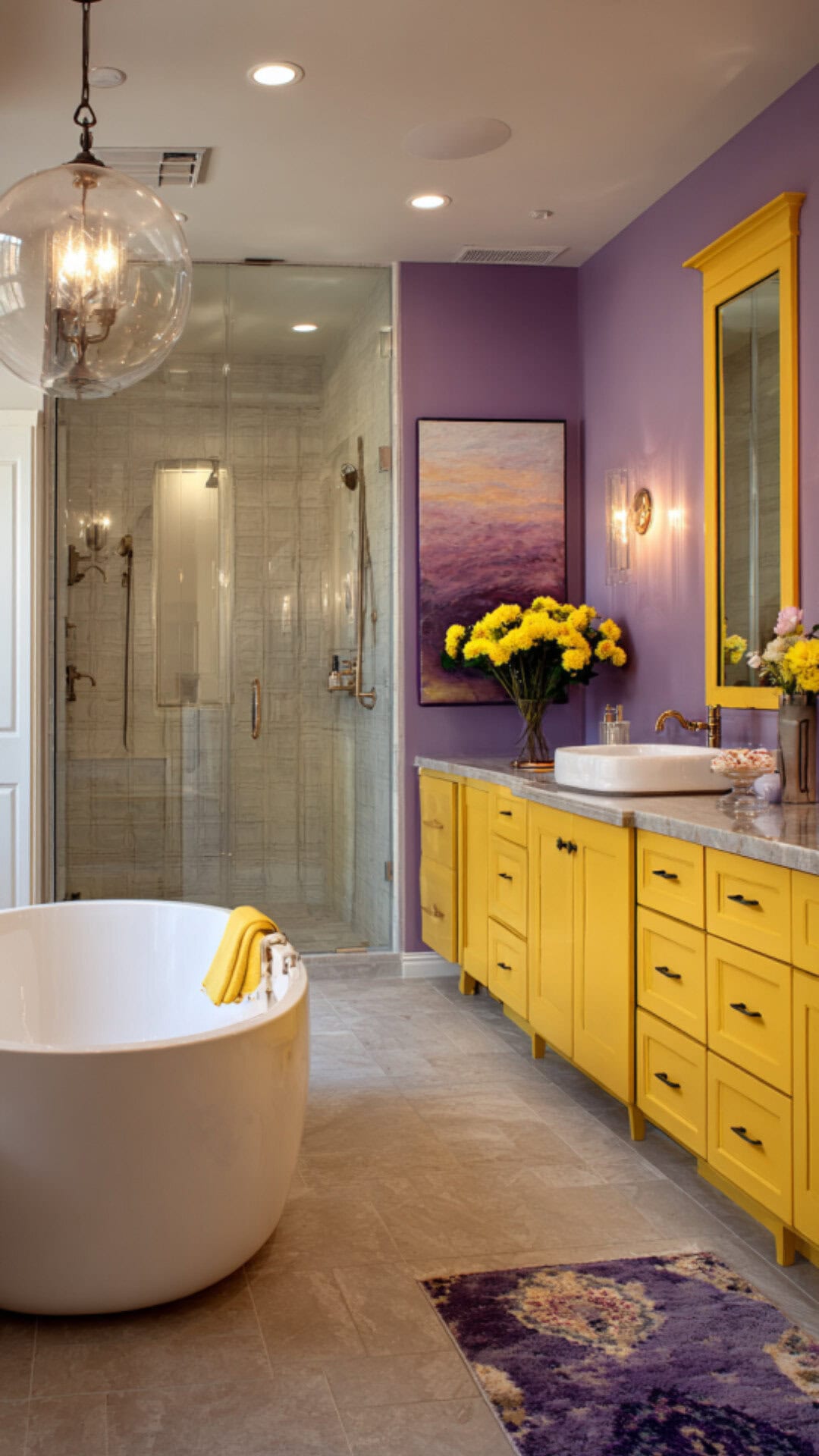 12. Purple Marble Bathroom with Luxurious Texture