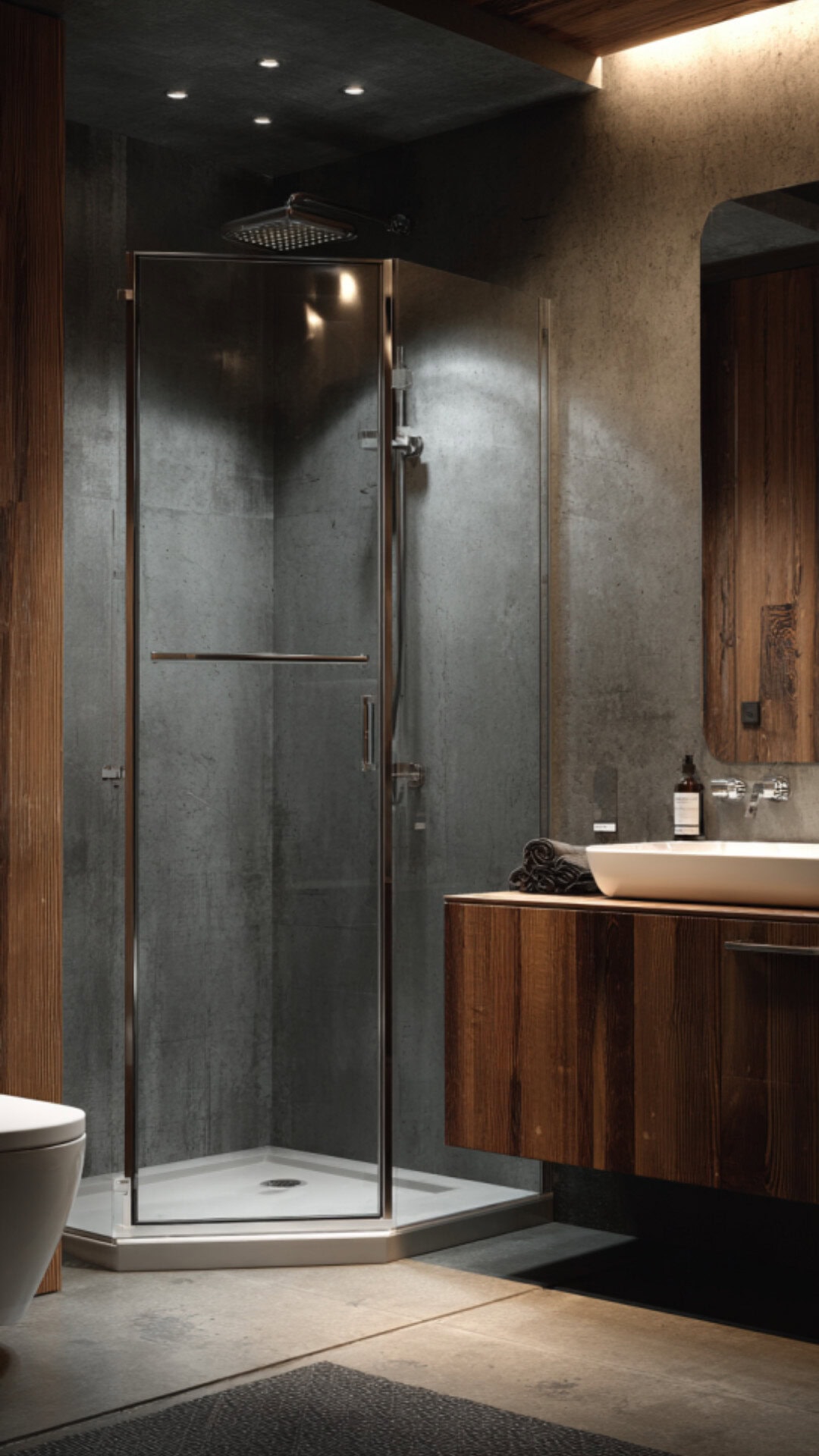 Grey and Wood Bathroom