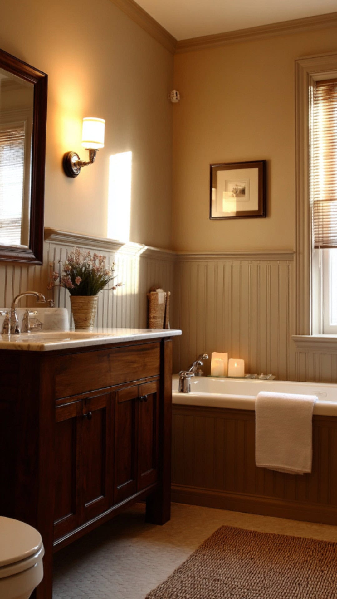 12. Taupe Wainscoting Bathroom for a Neutral Palette