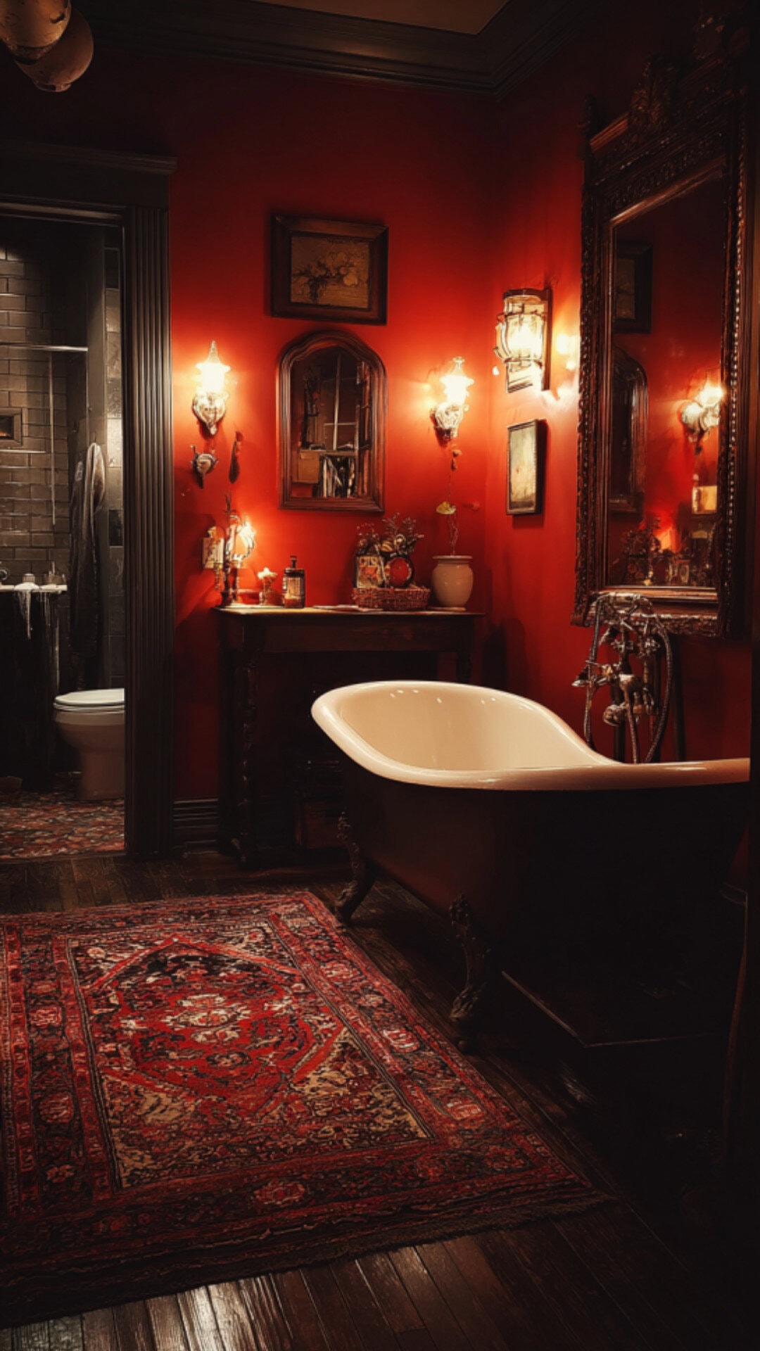 12. Red Victorian Bathroom