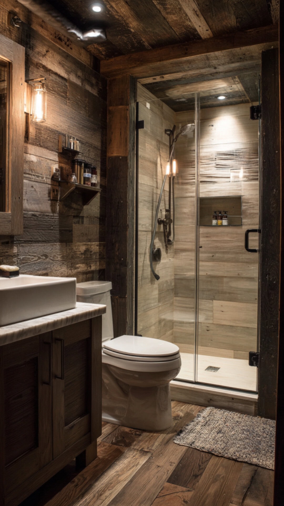 12. Rustic-Themed Shiplap Bathroom