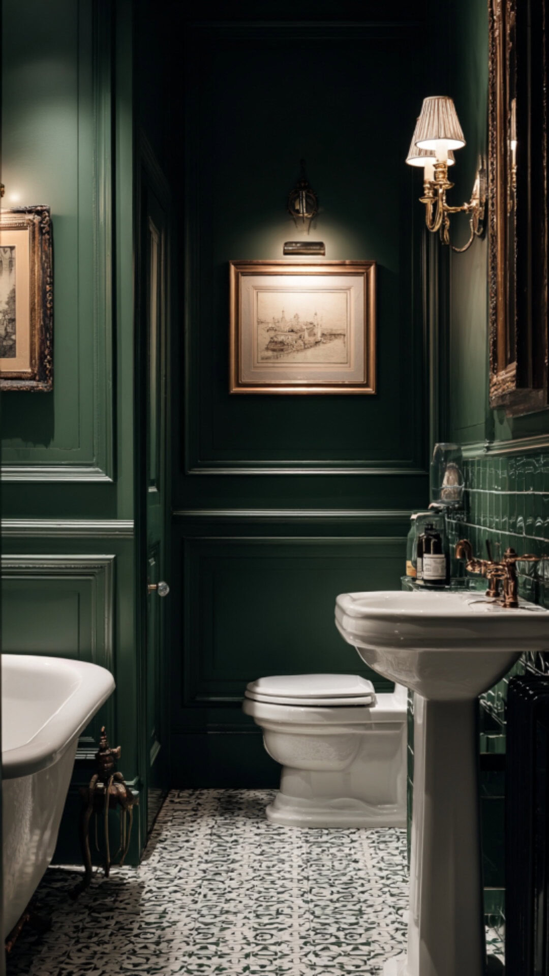 Vintage Dark Green Bathroom Idea