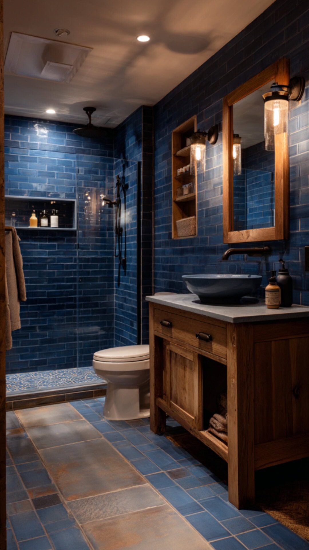  Rustic Blue Bathroom