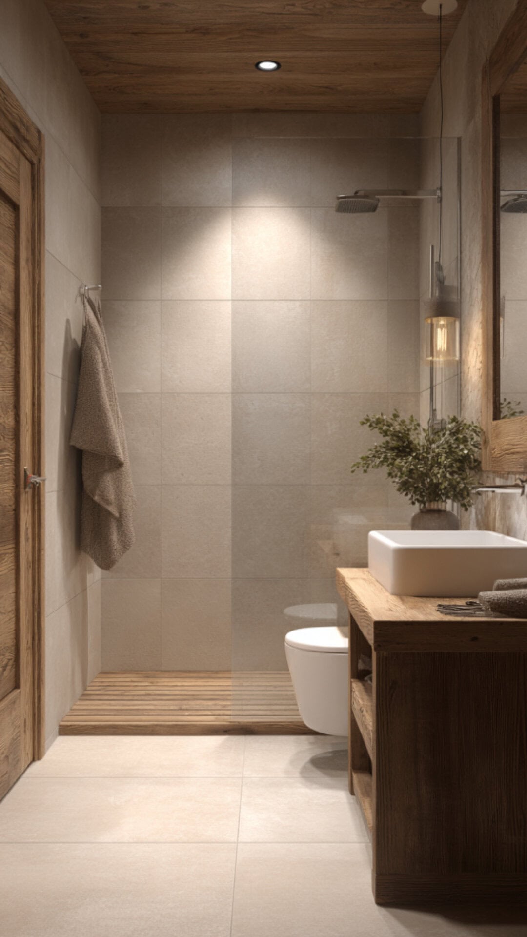 Beige and Wood Bathroom