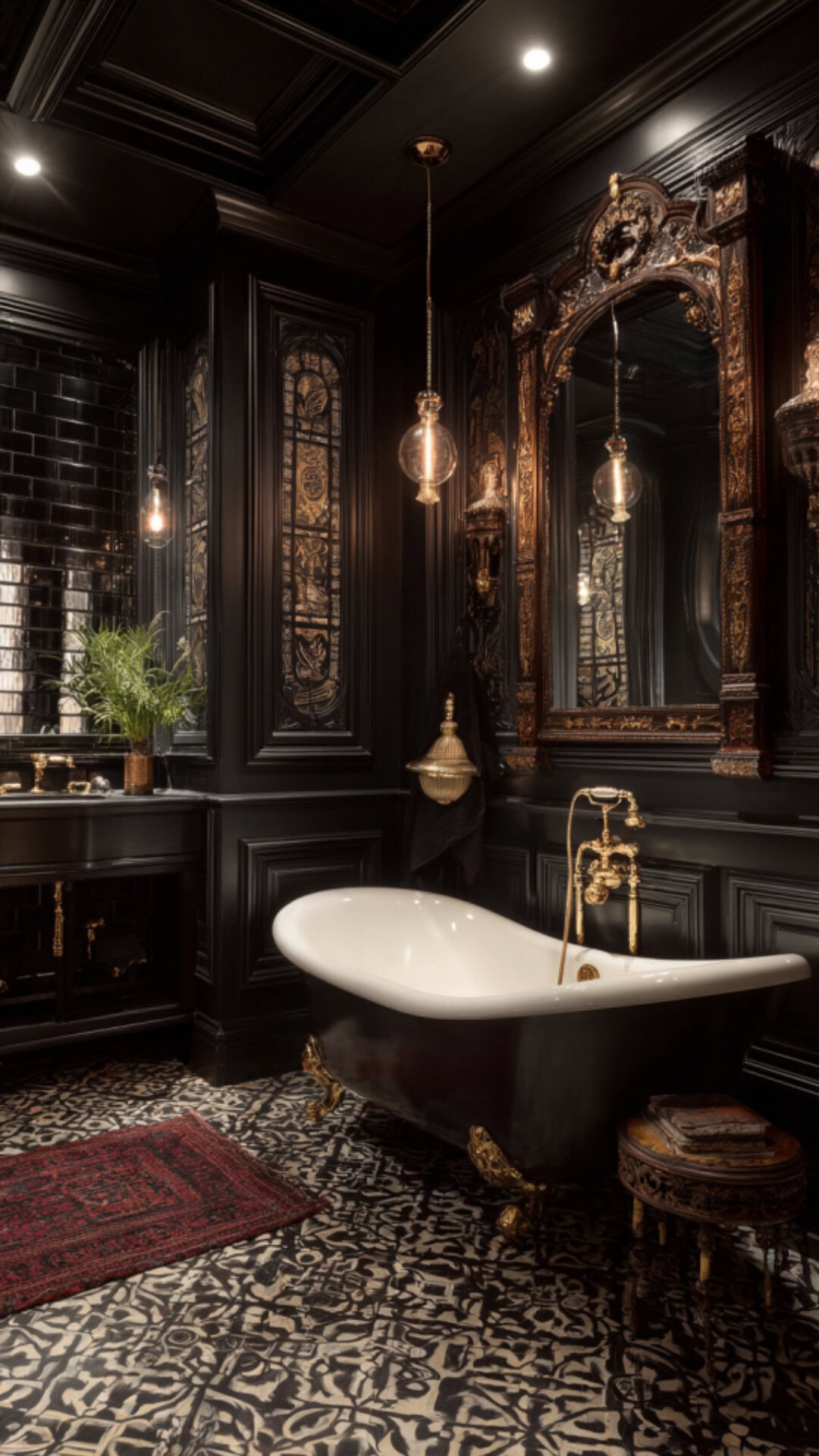 13. Black Victorian Bathroom