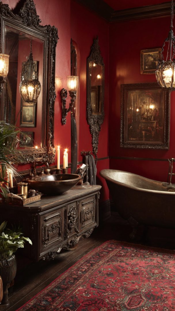 13 Red Bathroom Designs Full of Drama and Elegance - Glamorous Place