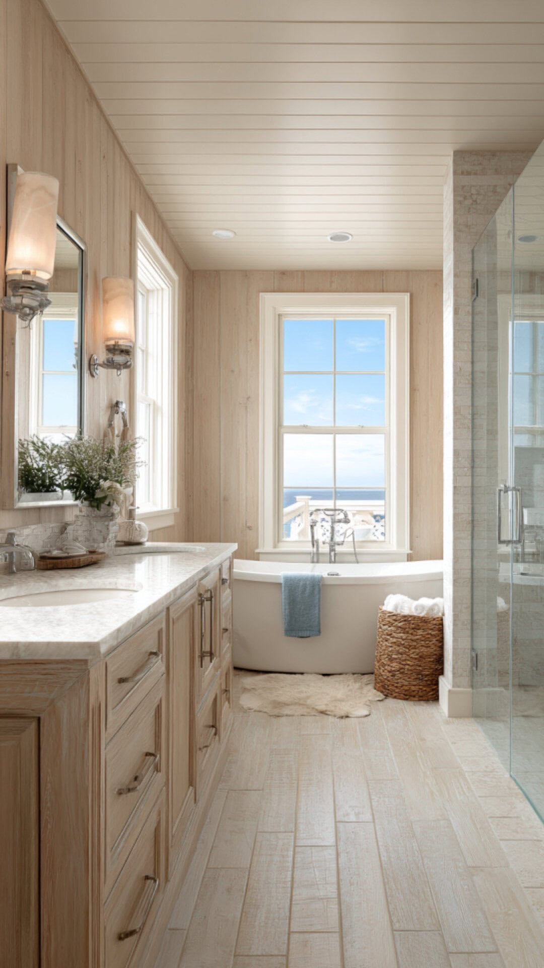 13. Coastal Traditional Bathroom with Breezy Lightness