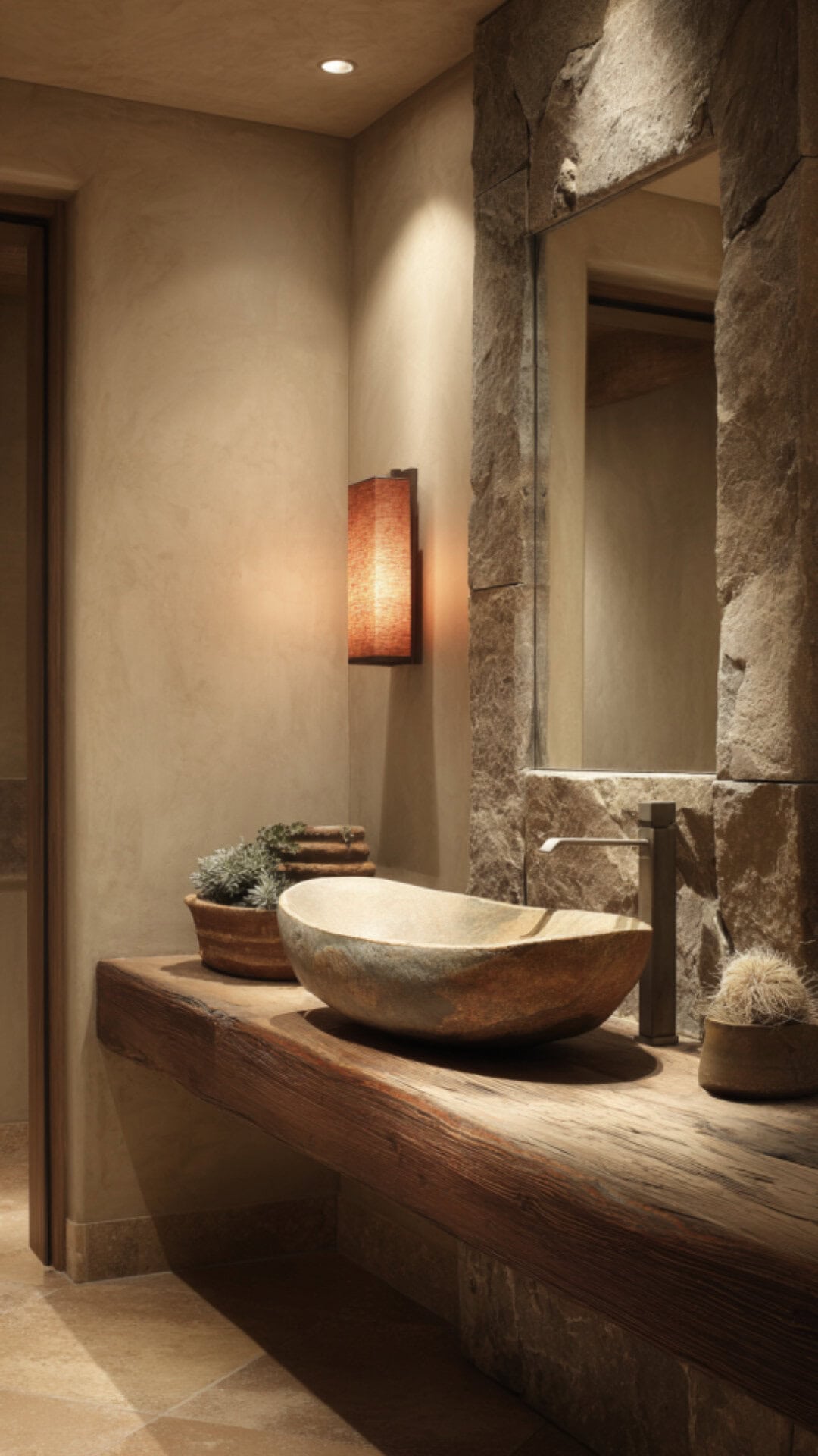 14. Neutral Western Bathroom with Understated Warmth
