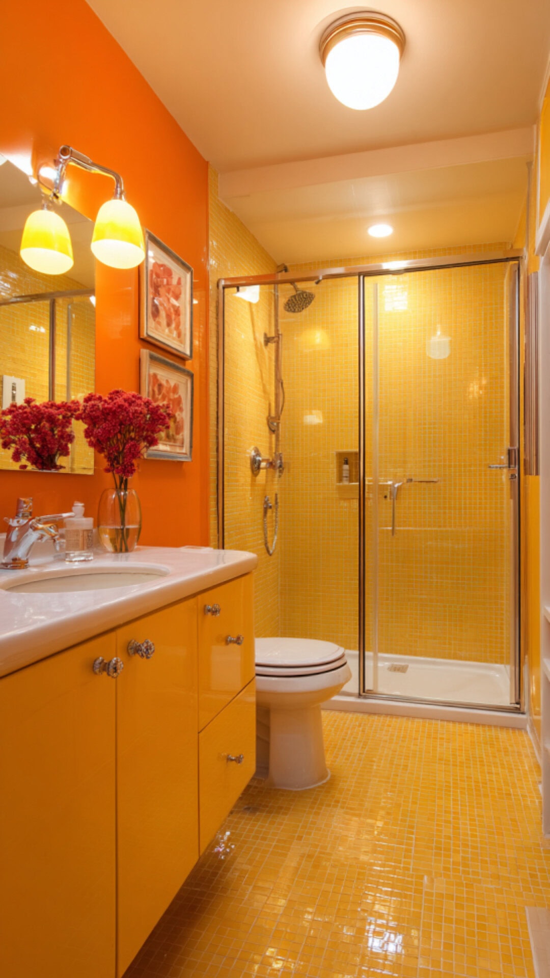 Yellow and Orange Bathroom