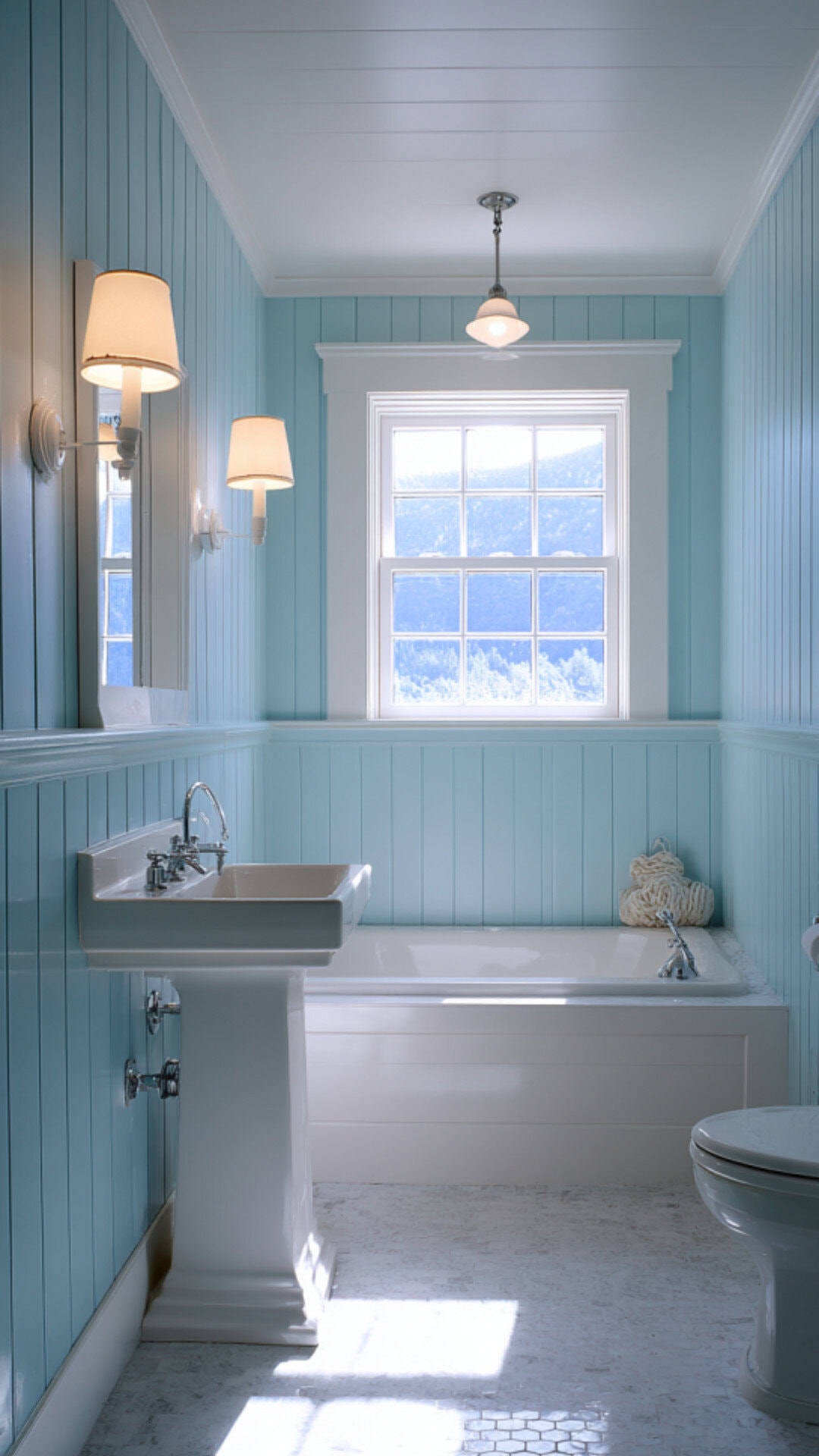 14. Light Blue Beadboard Bathroom for Airy Calm
