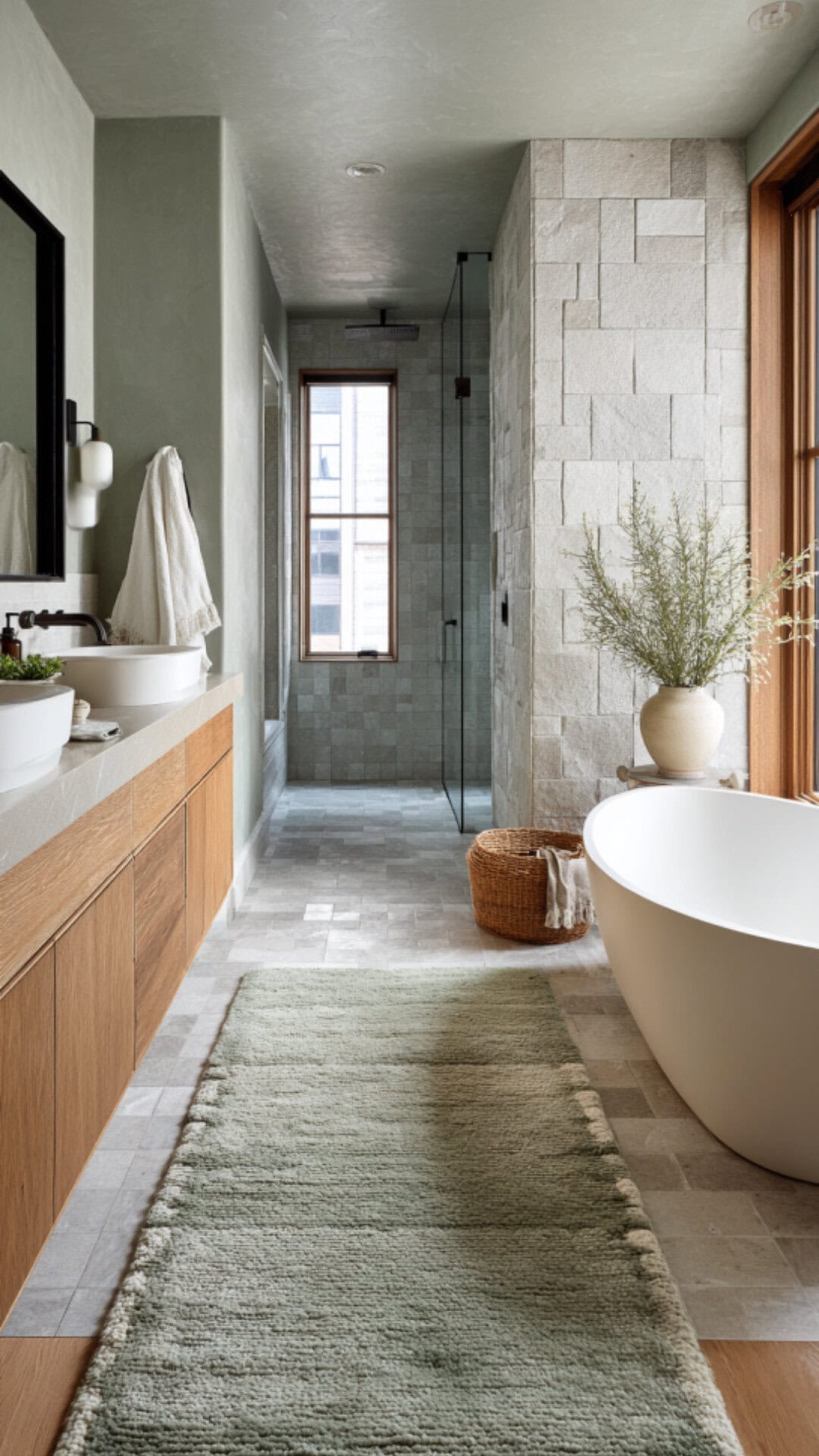 14. Sage Green Bathroom Rug for Subtle Freshness