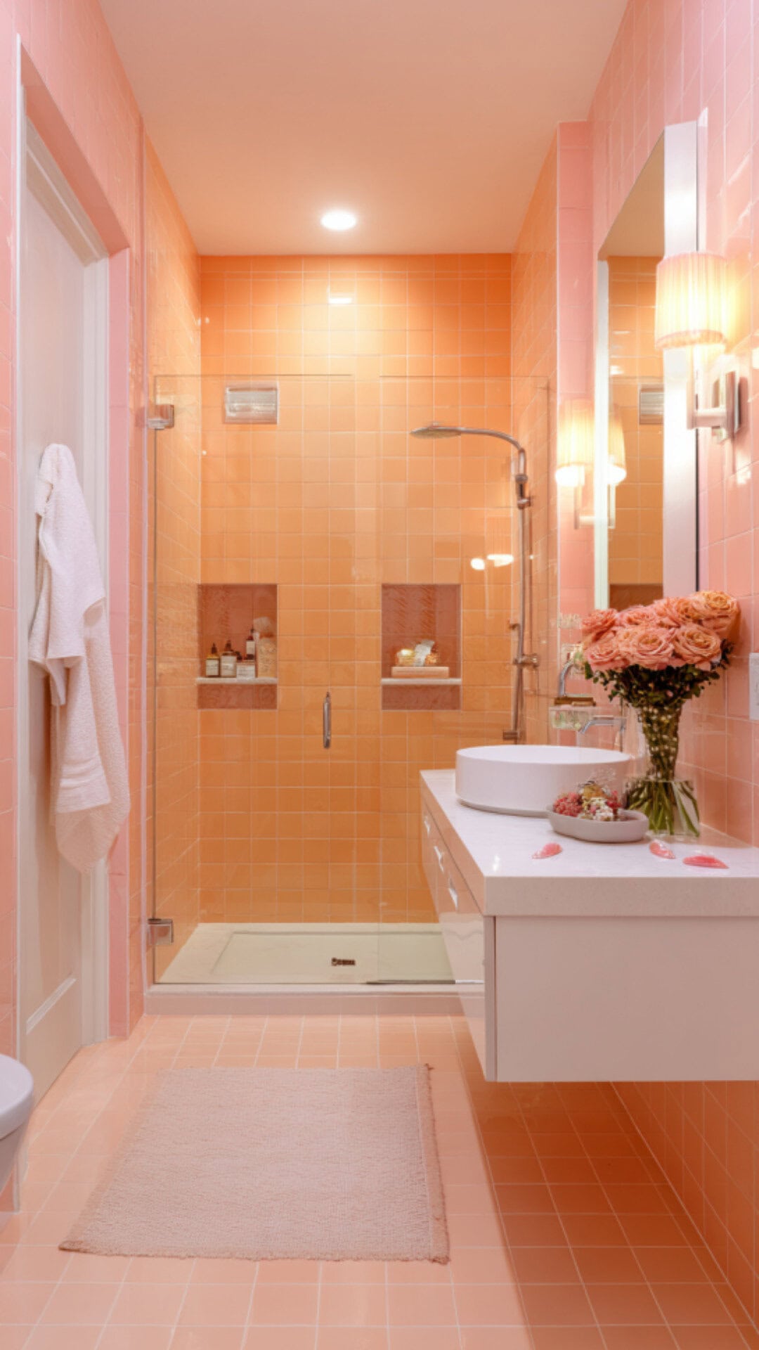 Orange and Pink Bathroom