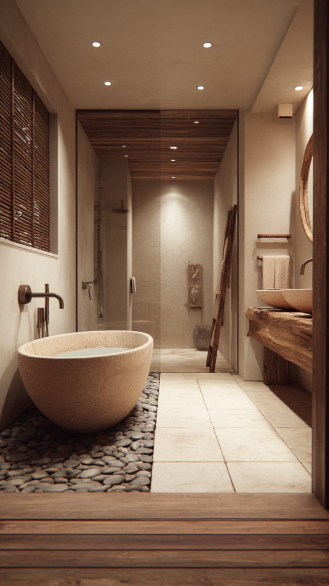 2. Farmhouse Bathroom with Wet Room