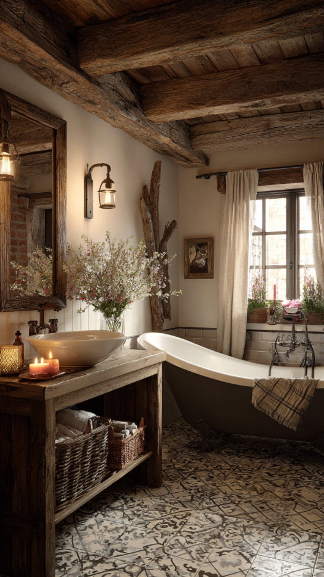 2. Cottage French Country Bathroom with Cozy Details